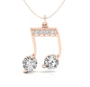 Music note gold pendant with round diamond detail.