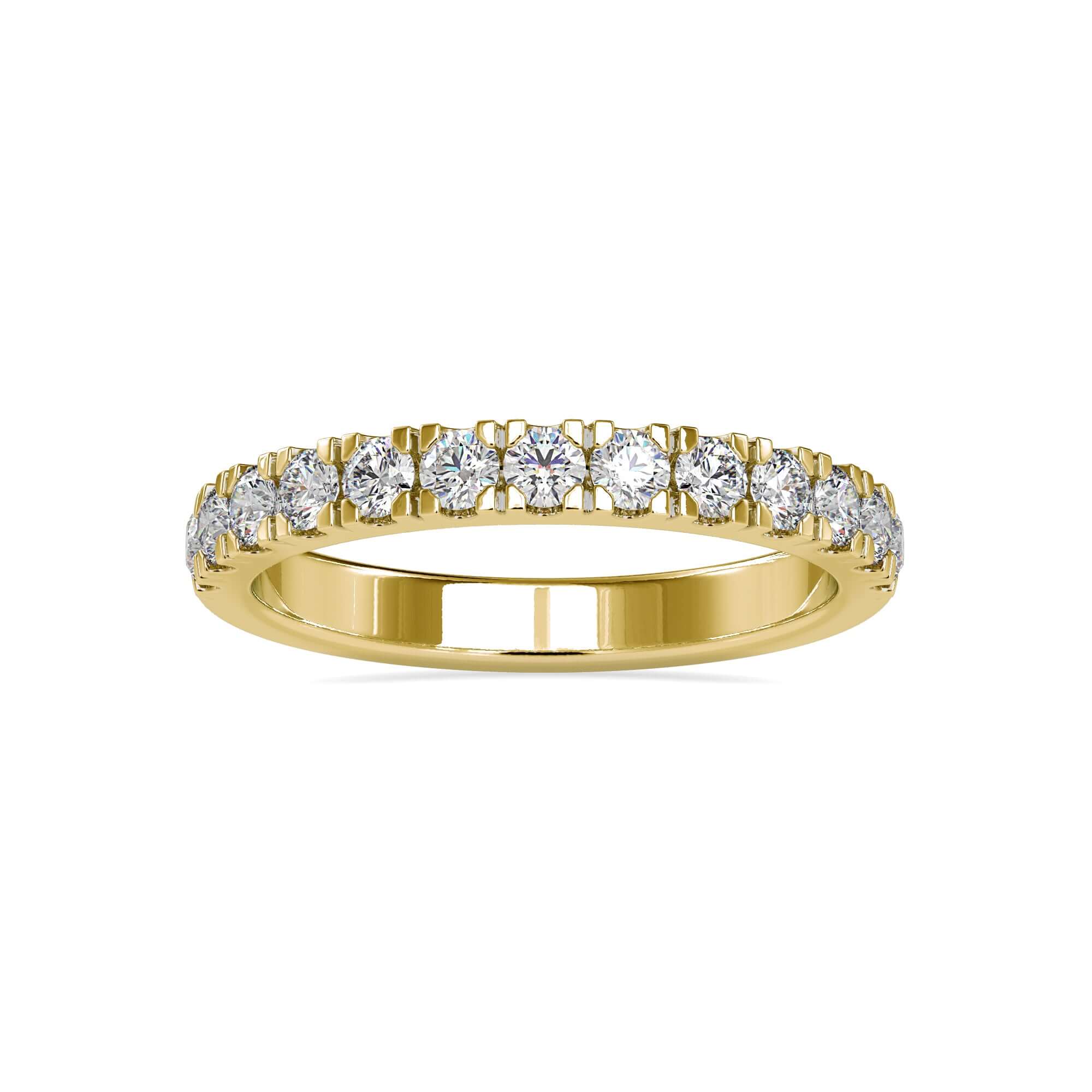 Rose gold wedding band featuring handmade details.