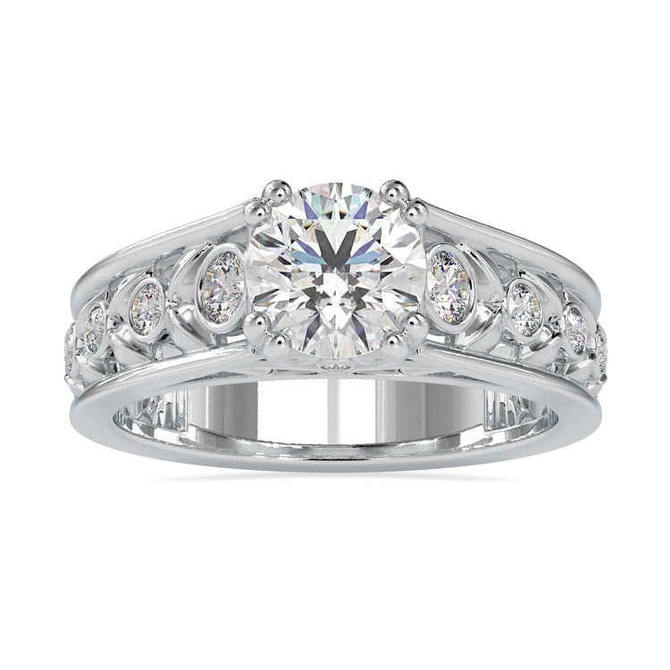 Vintage diamond engagement ring with double round prong setting.