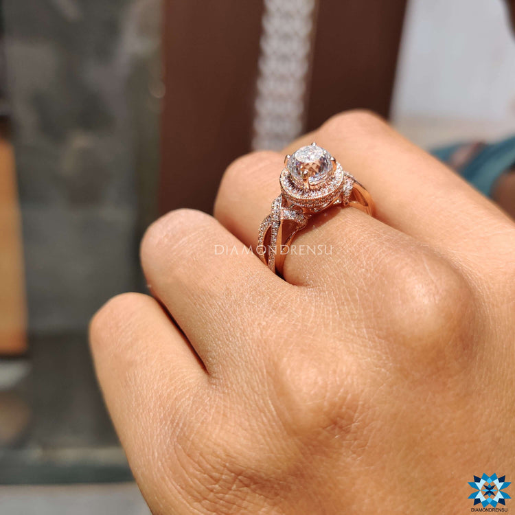 Handmade jewelry with Portuguese cut moissanite center stone.