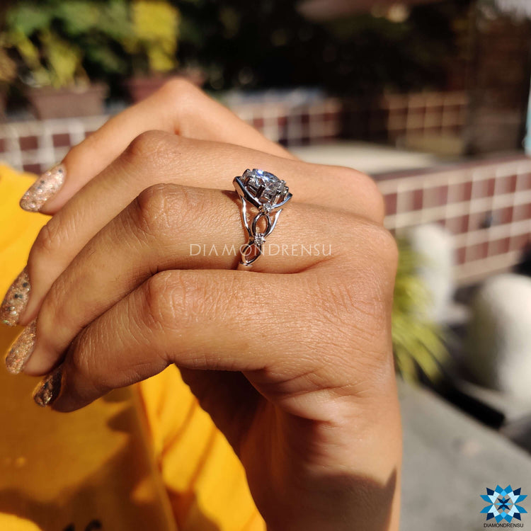 Handmade jewelry with octagon and round moissanite.