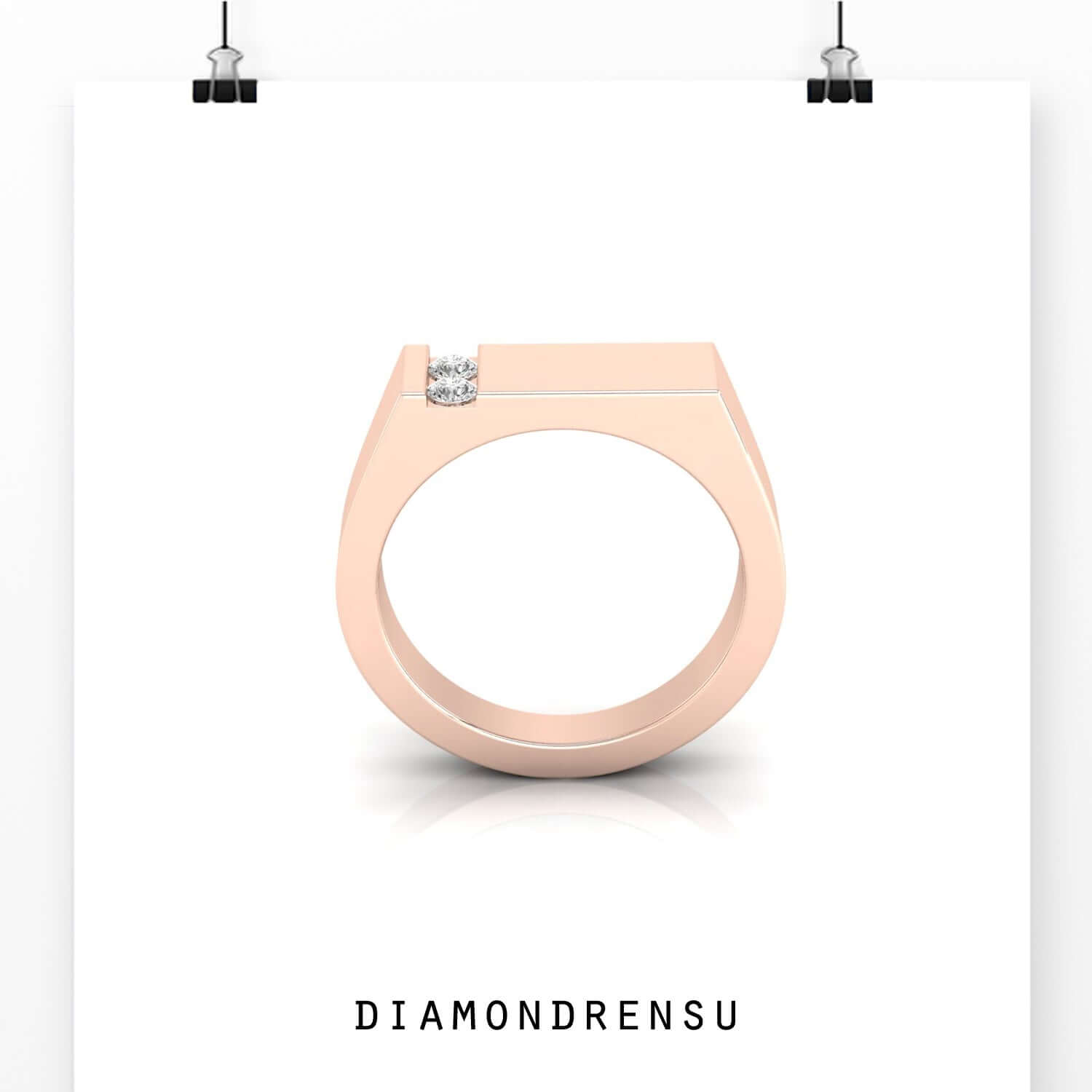 White gold 2 diamond mens wedding band with lab diamond feature.