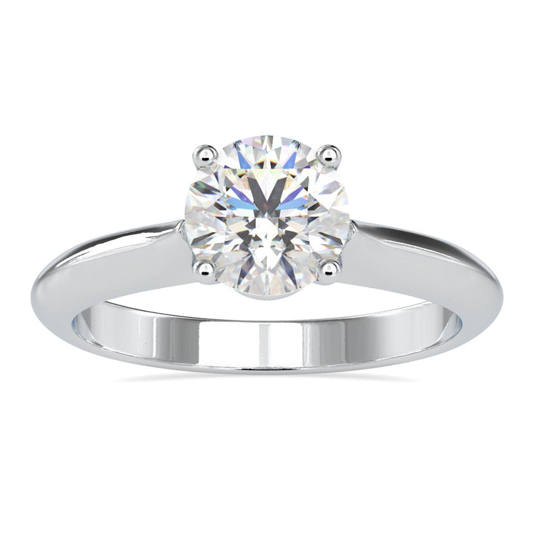 Knife edge ring with round diamond, handmade in the UK.
