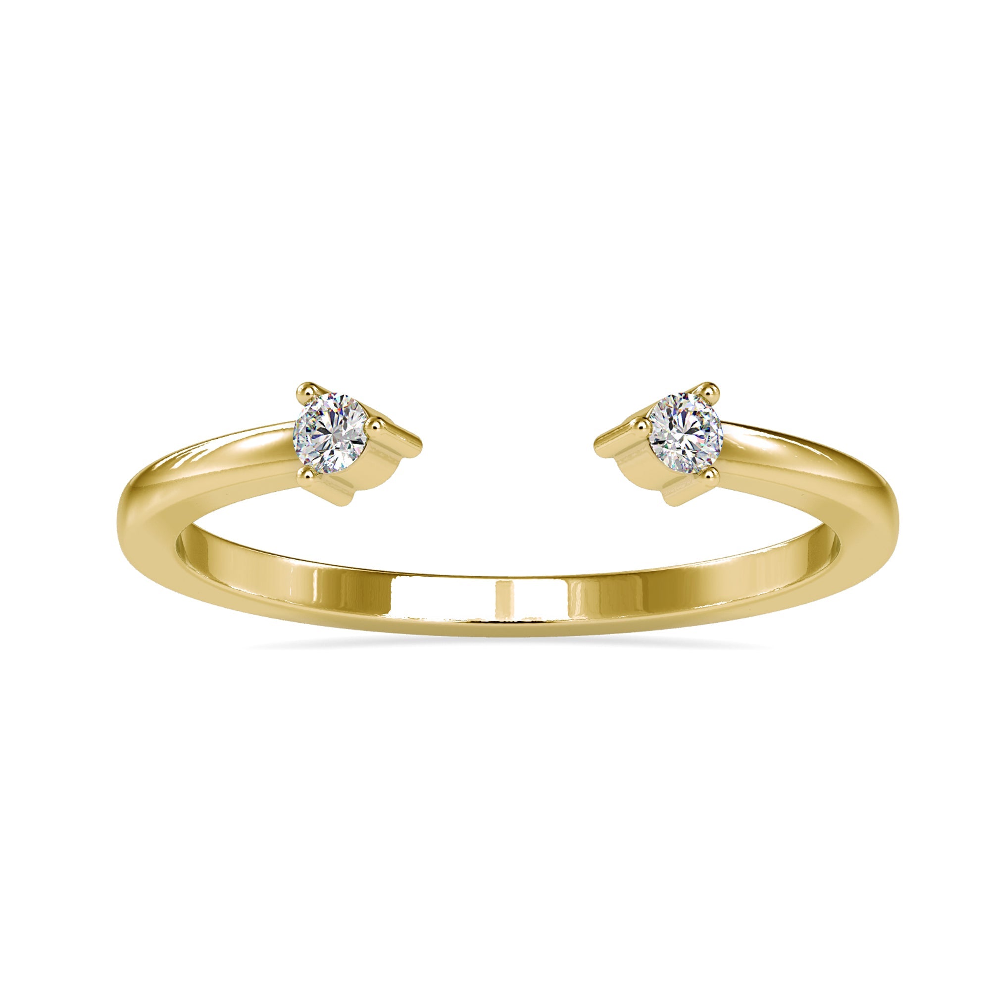 Handmade open gap wedding band with prong set accents.
