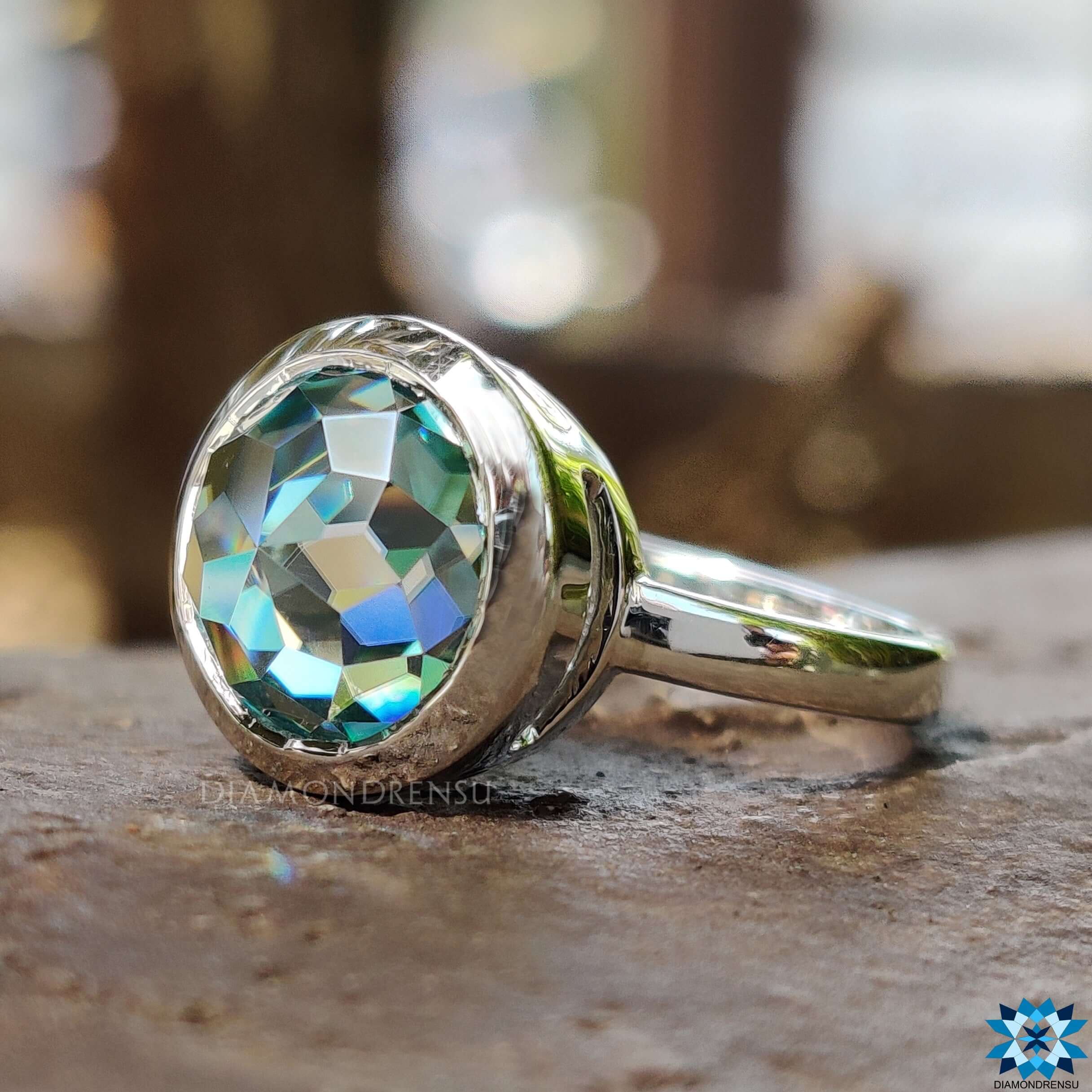 Round cut ring rose cut engagement ring