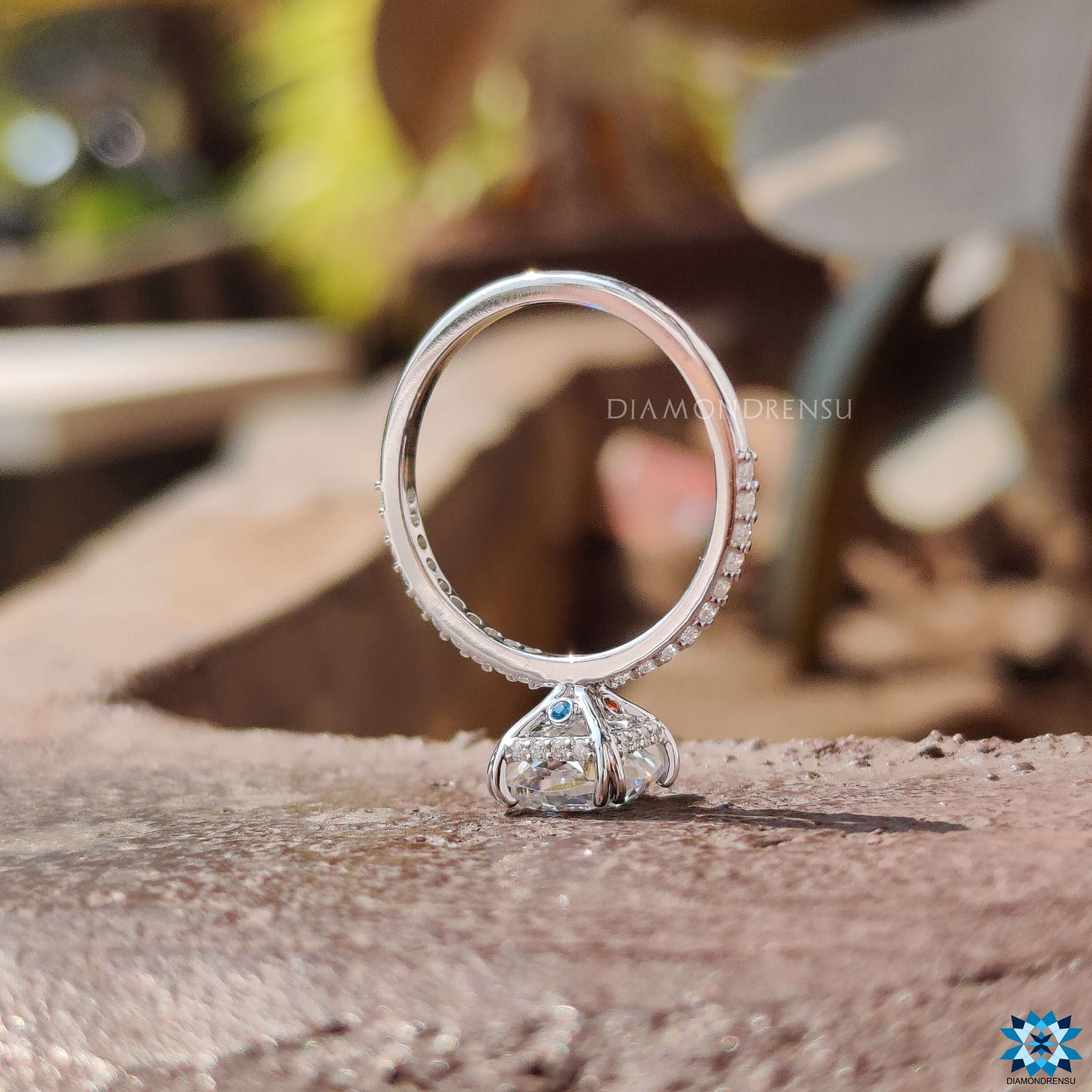 Citrine hidden accent in double prong setting engagement ring.