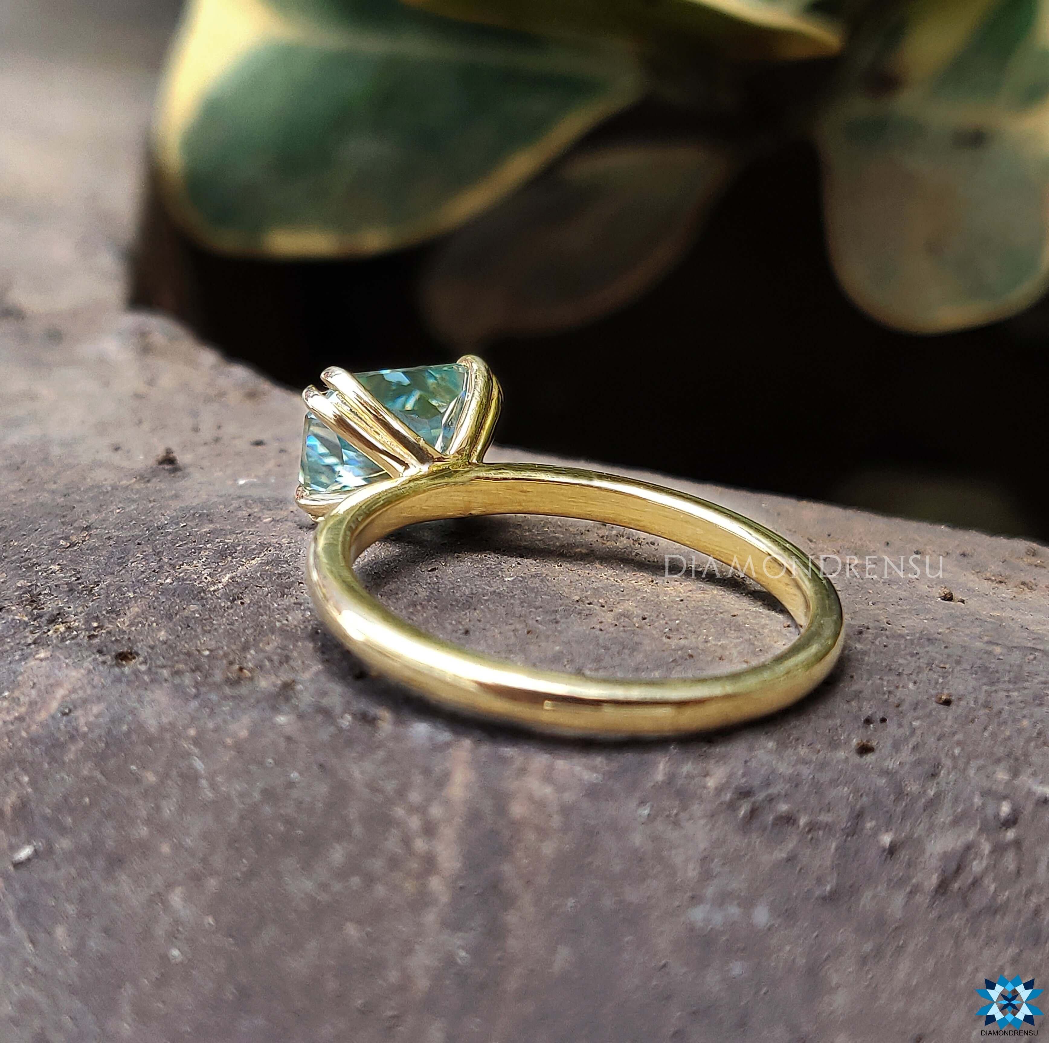 Solitaire engagement ring, Cyan Blue Ring, handmade jewelry