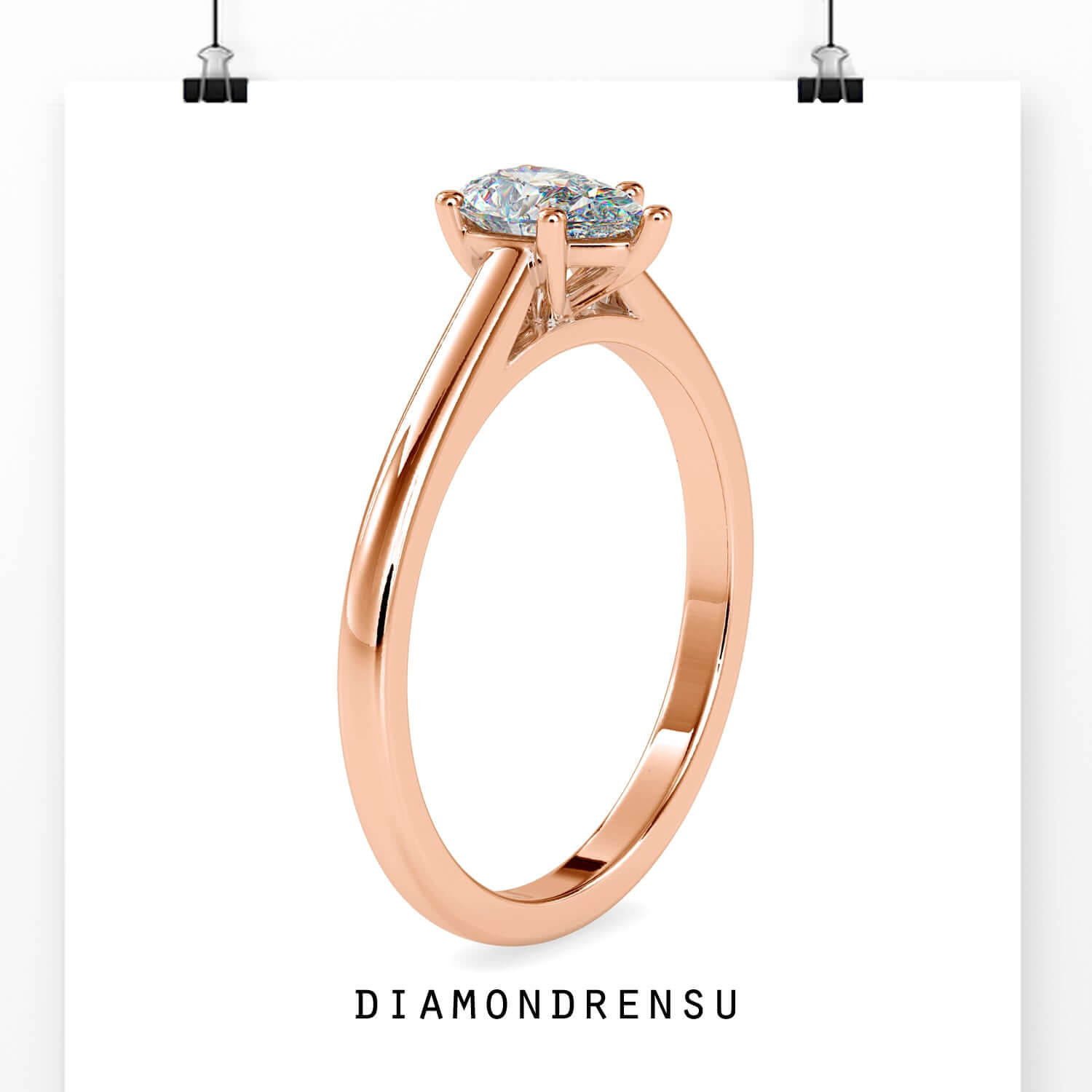 Buy engagement ring with 5 prong pear solitaire diamond.