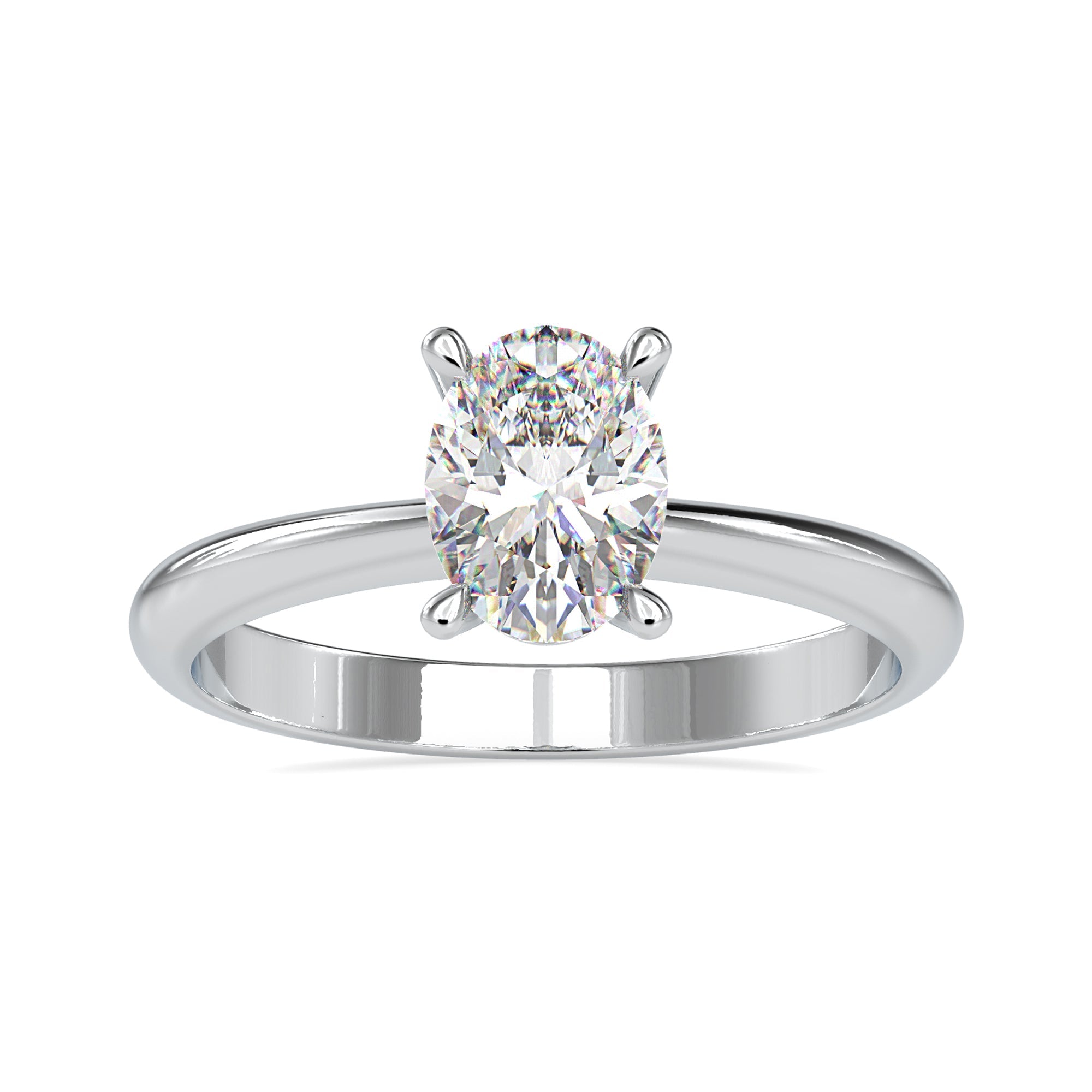 IGI certified lab grown oval diamond ring.