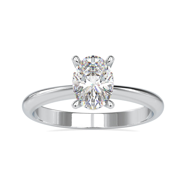 IGI certified lab grown oval diamond ring.