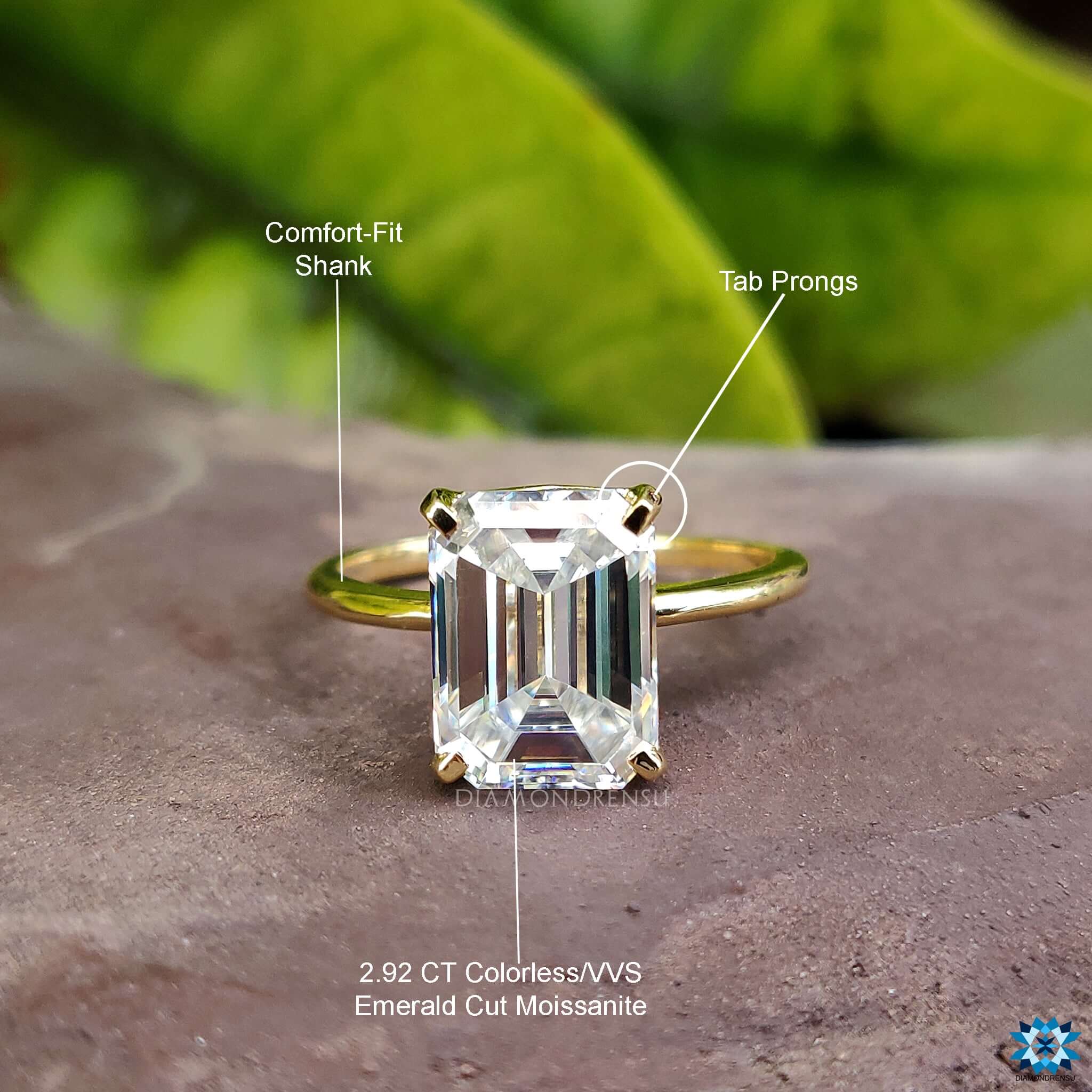 Emerald cut engagement ring yellow gold ring