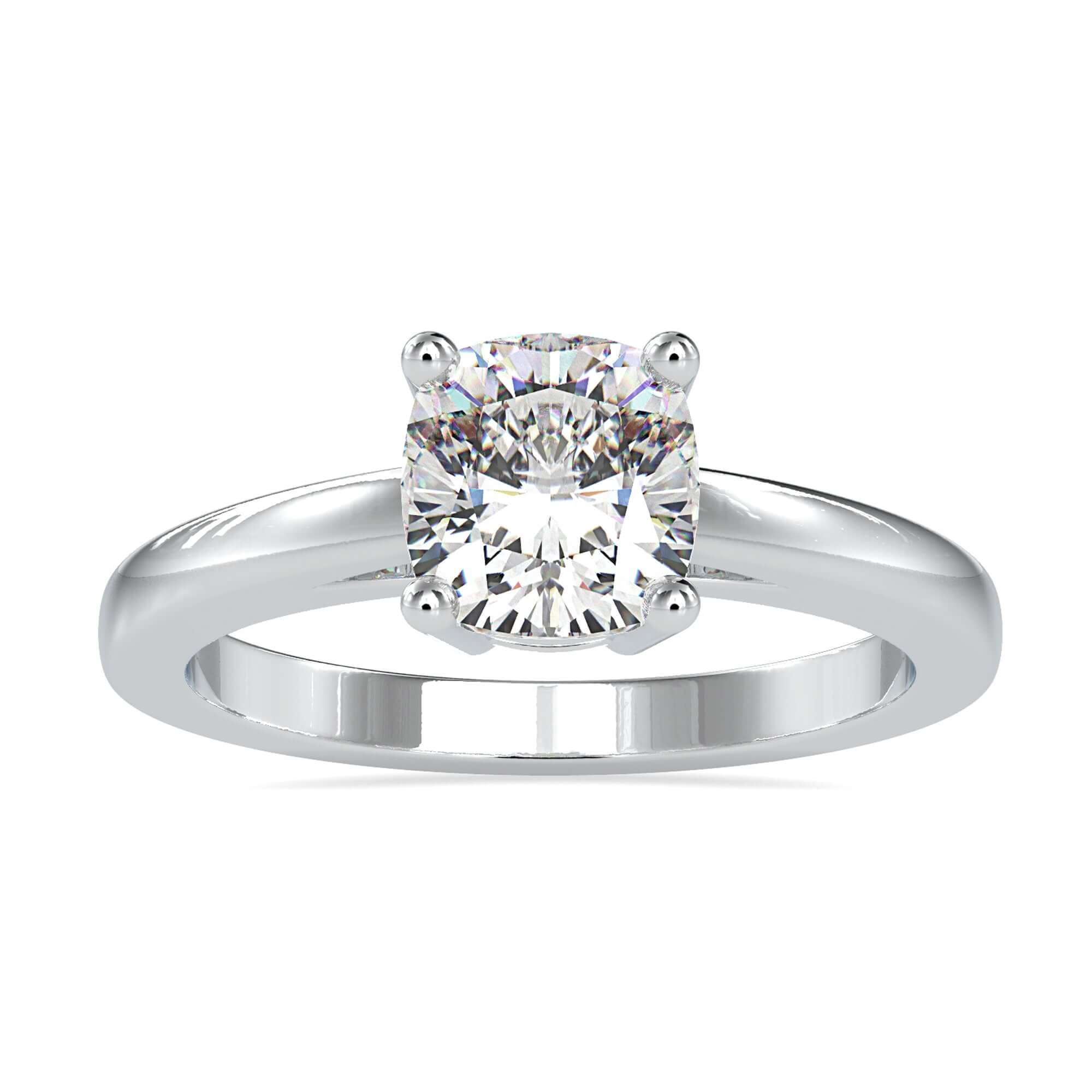 Lab grown diamond solitaire ring in a white gold engagement ring style, IGI certified.
