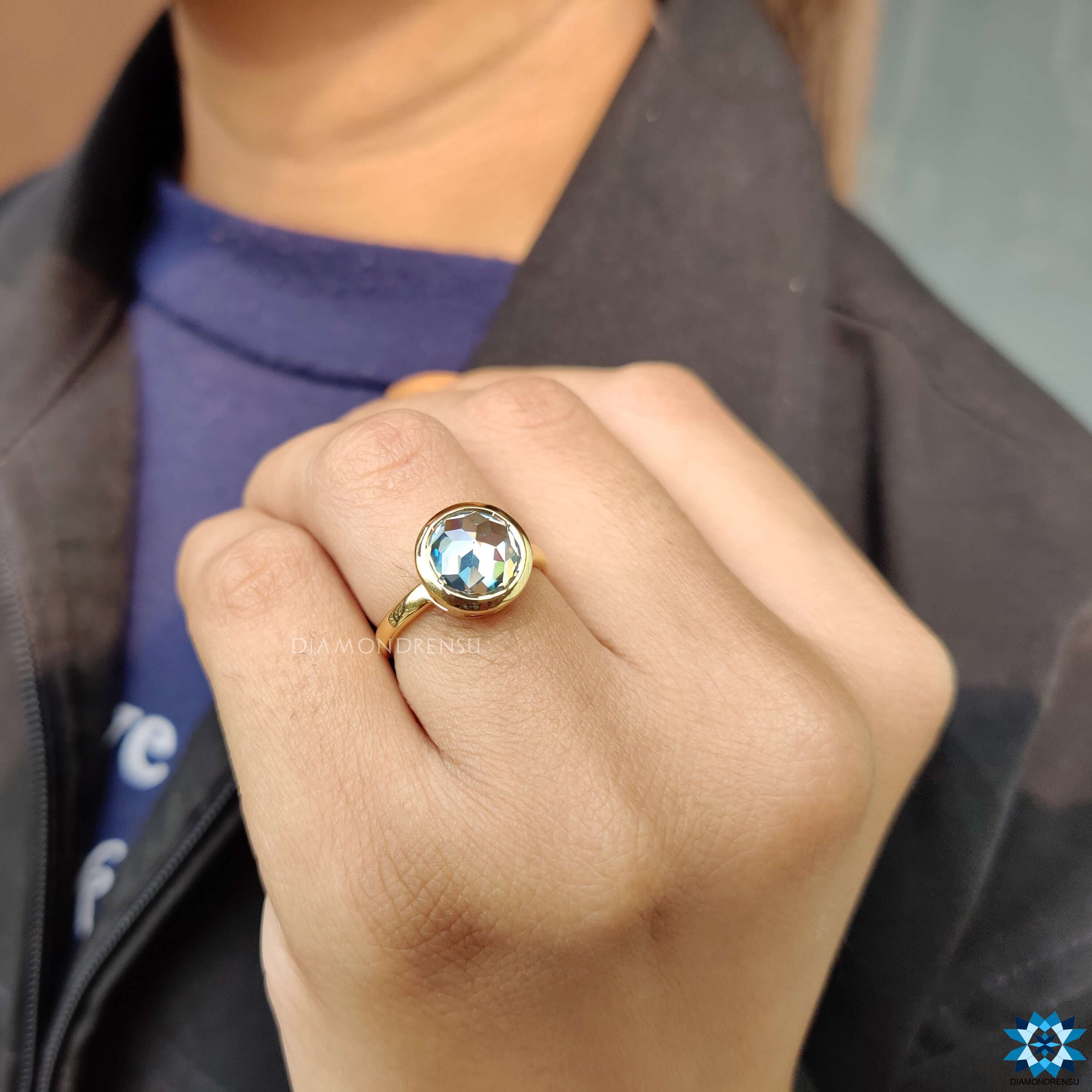 Yellow Gold Engagement Ring with a warm tone.