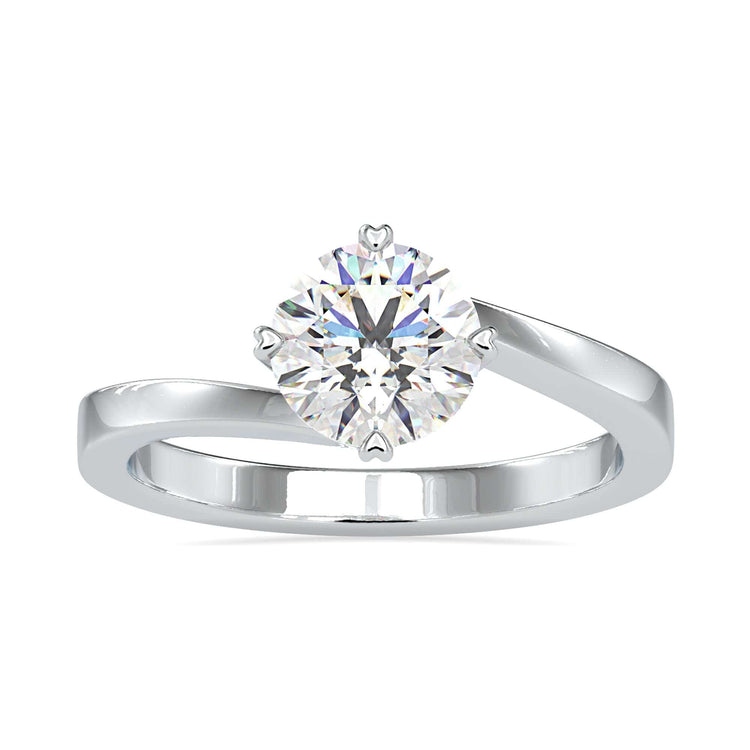 Simple diamond ring in bypass setting, handmade in the UK.