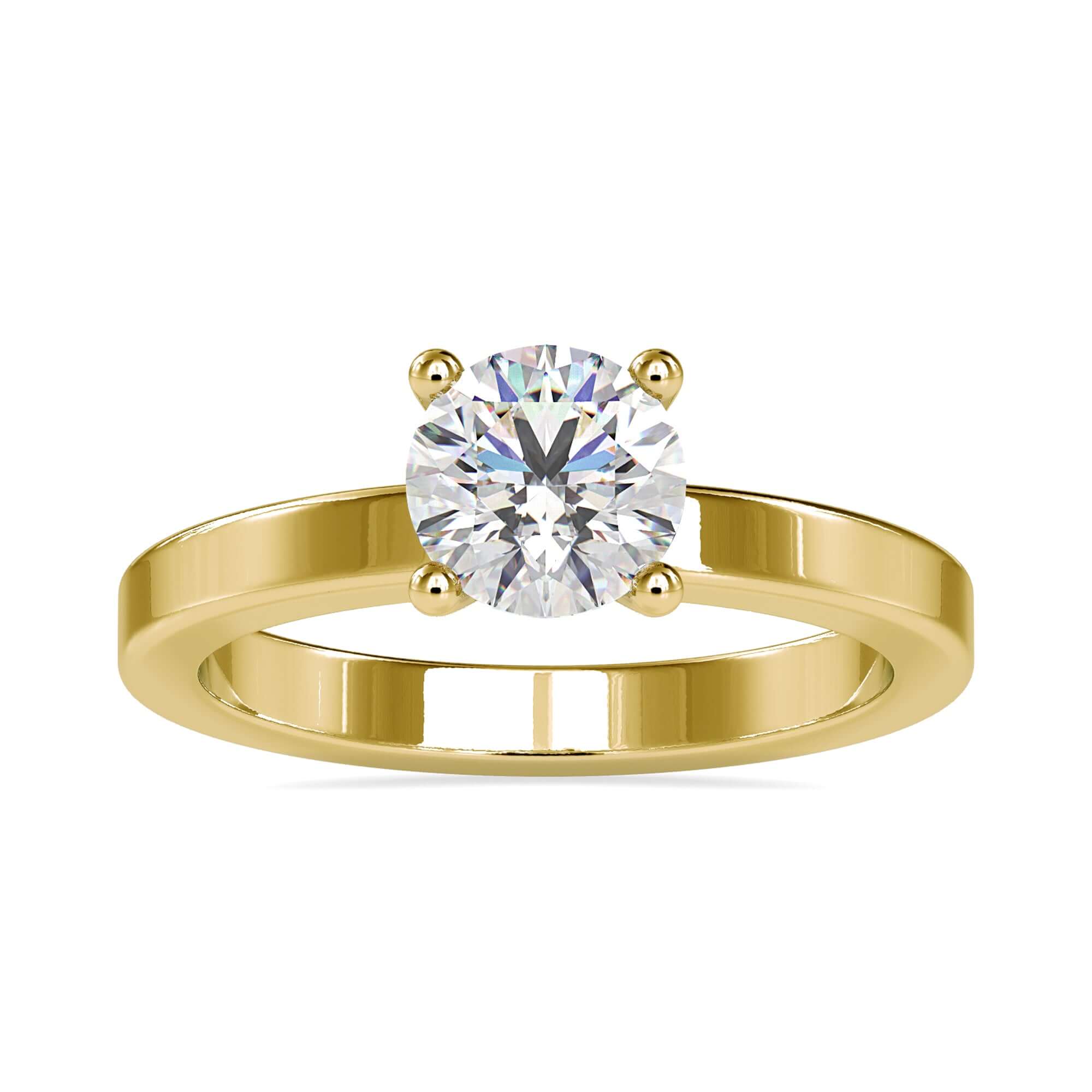 Simple diamond ring in solitaire style with round cut.
