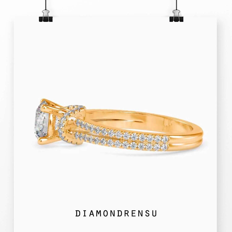 Handmade jewellery ring with round cut diamond centre.