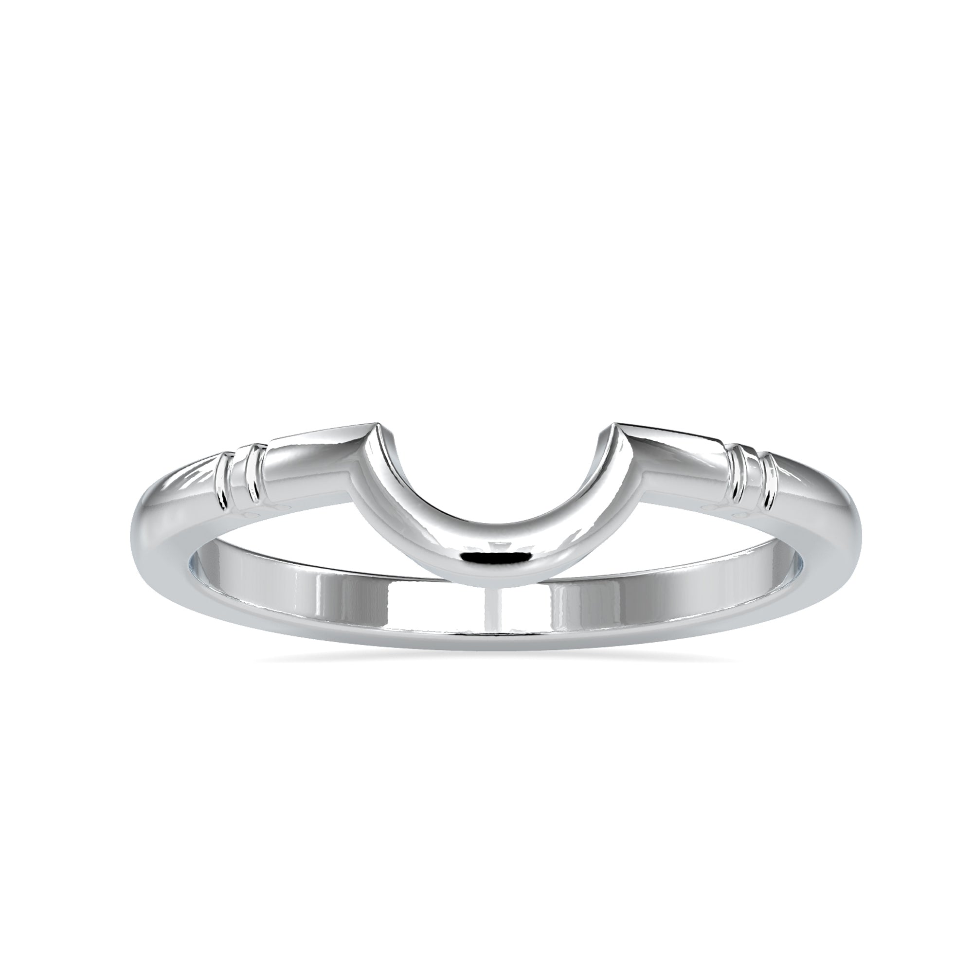 White gold wedding band in comfort fit style.