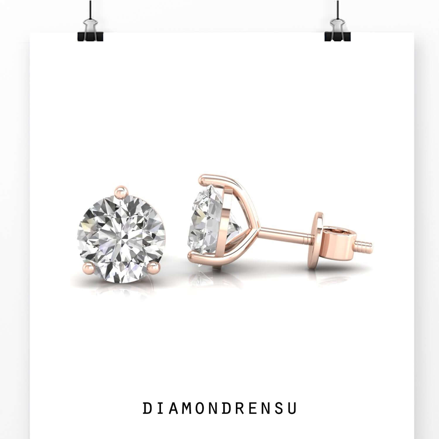 Diamond stud earrings crafted in yellow gold.