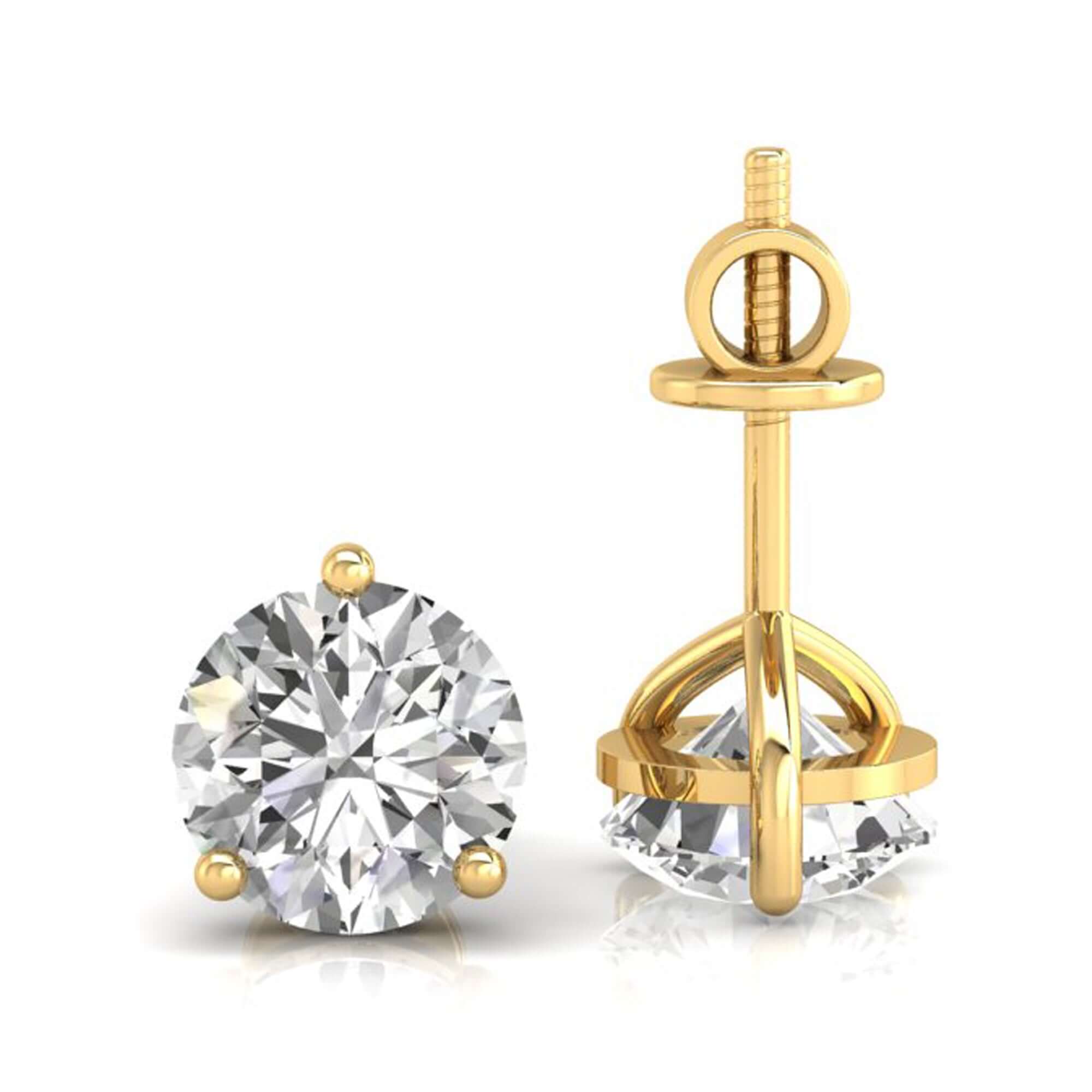 Round cut diamond studs in martini style design.