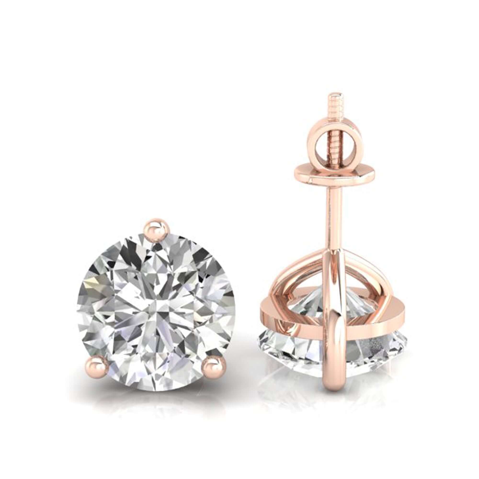 Classic round diamond 3 prong stud earrings by Diamondrensu UK.