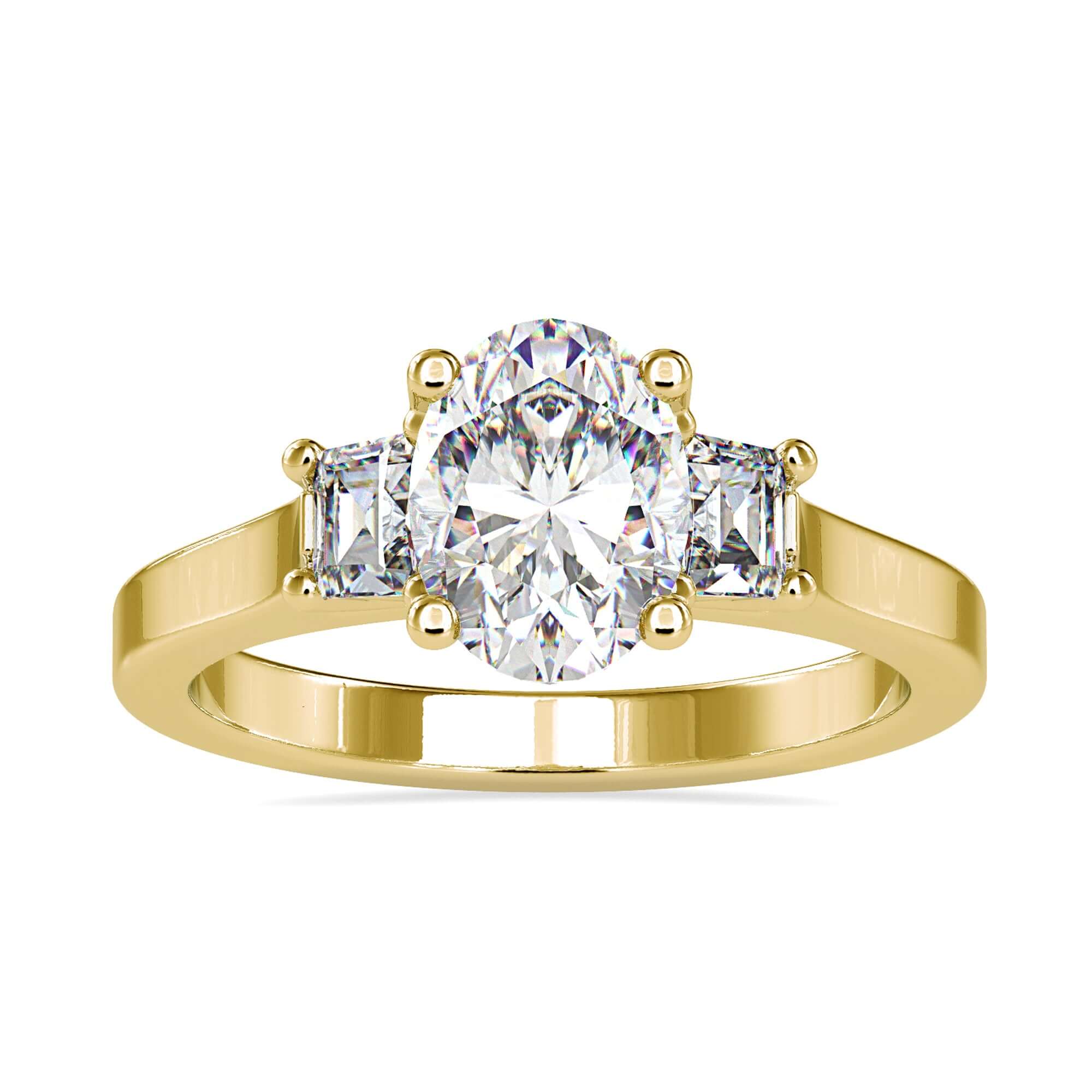 Designer ring with IGI certified oval centre diamond.