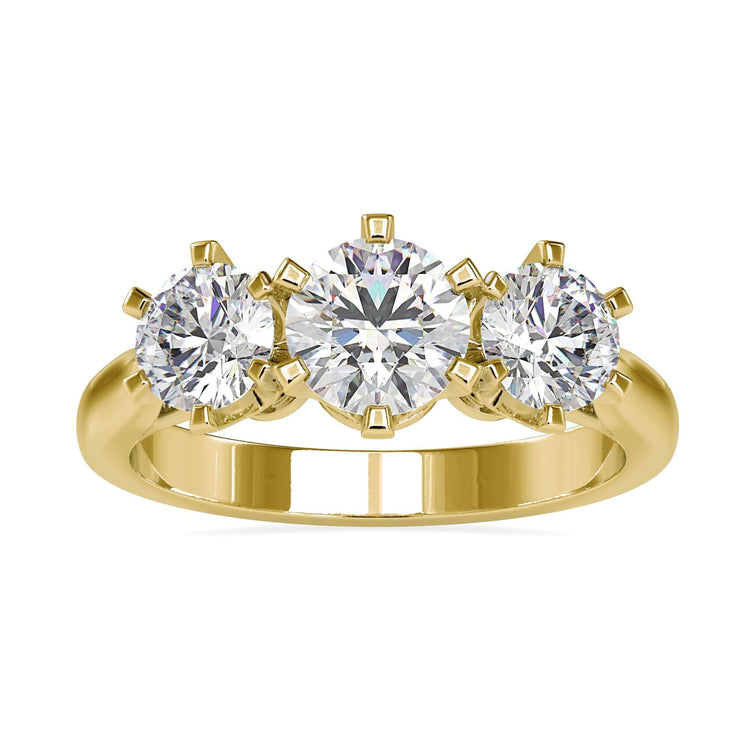 White gold diamond ring with handmade three stone setting.