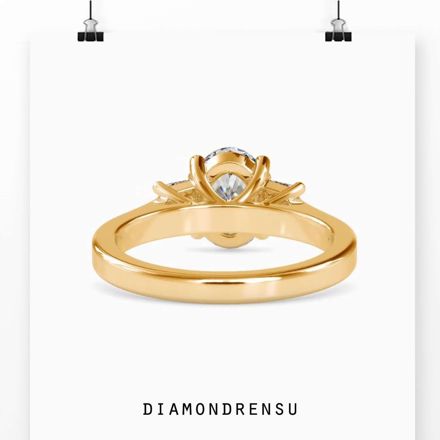 Custom engagement ring in white gold with handmade finish.