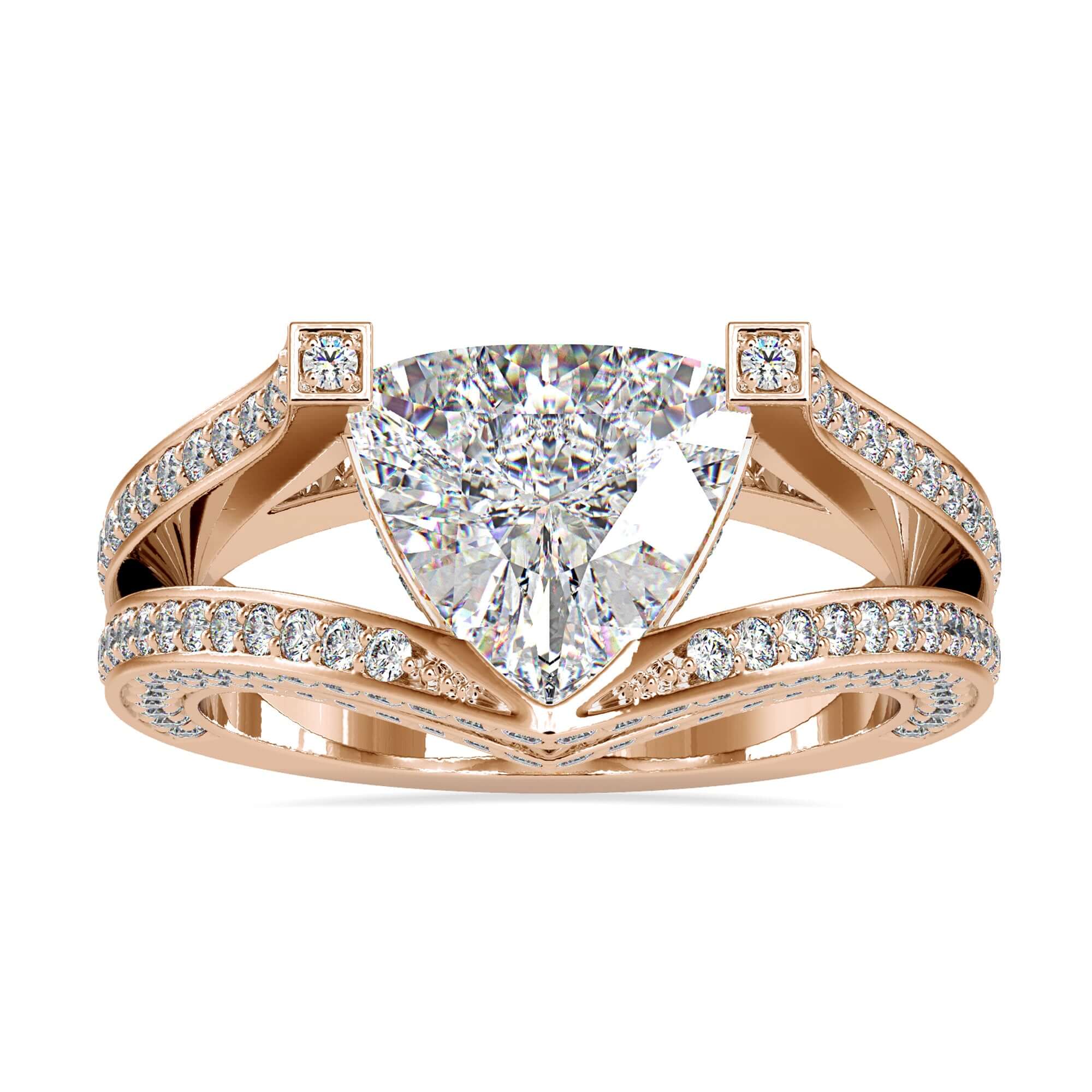 Diamondrensu UK engagement ring with halo and pave.