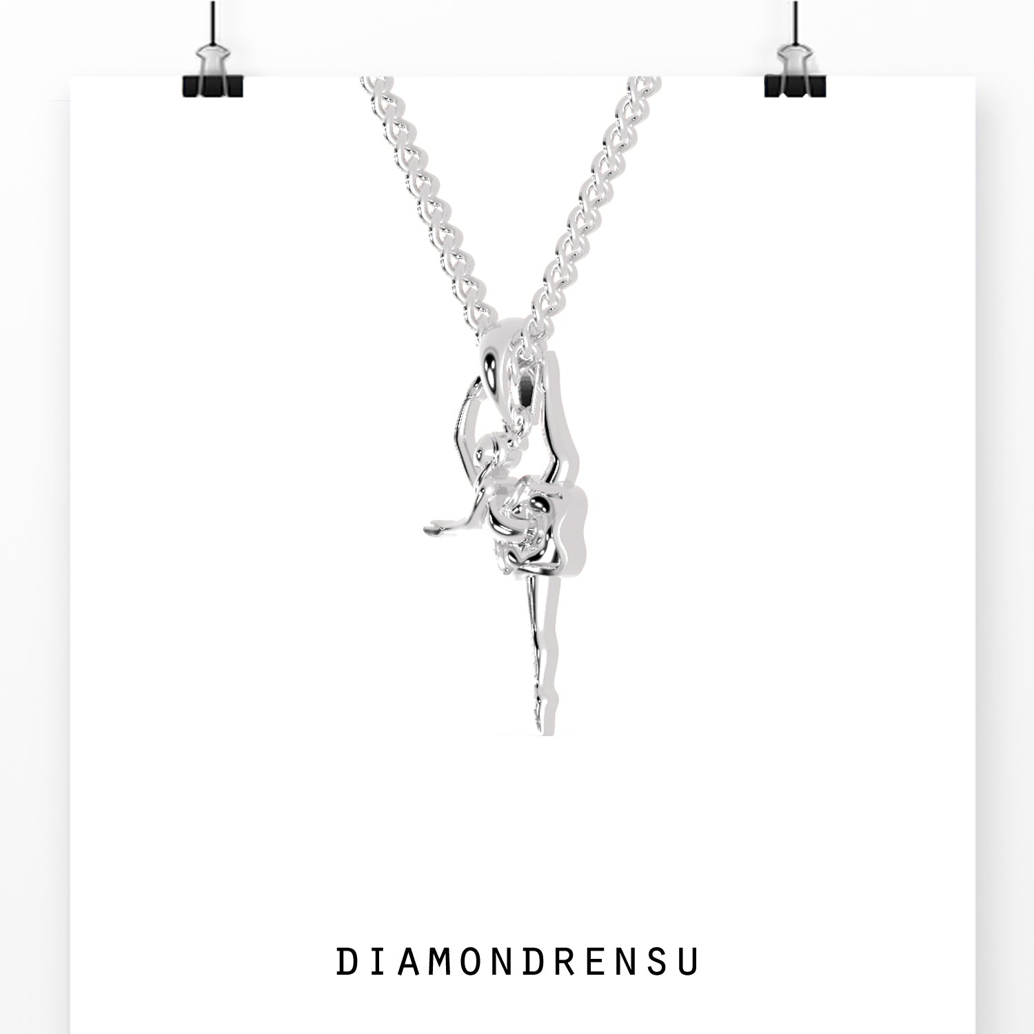 Designer pendant in rose gold with elegant angel shape.