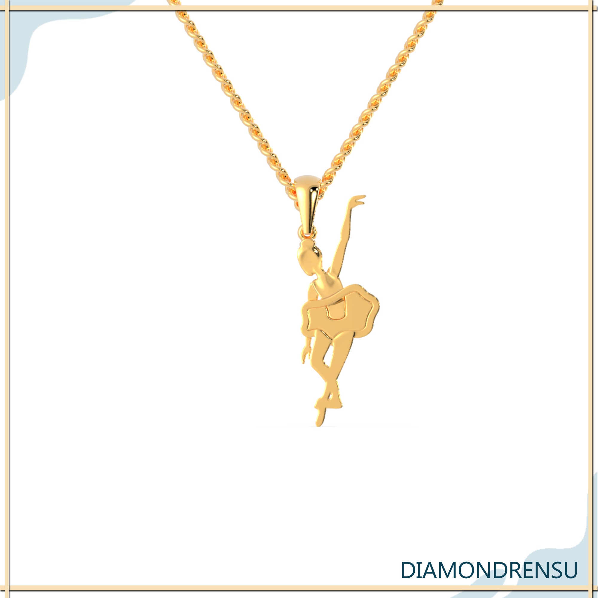 Rose gold angel pendant with detailed craftsmanship.