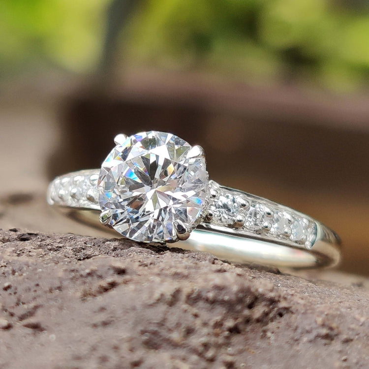 moissanite ring, elongated cushion cut, handmade jewelry
