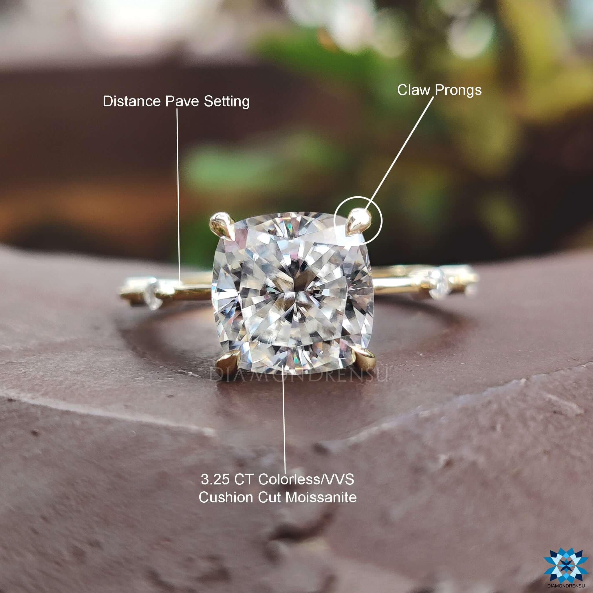 Diamondrensu UK cushion cut engagement ring.