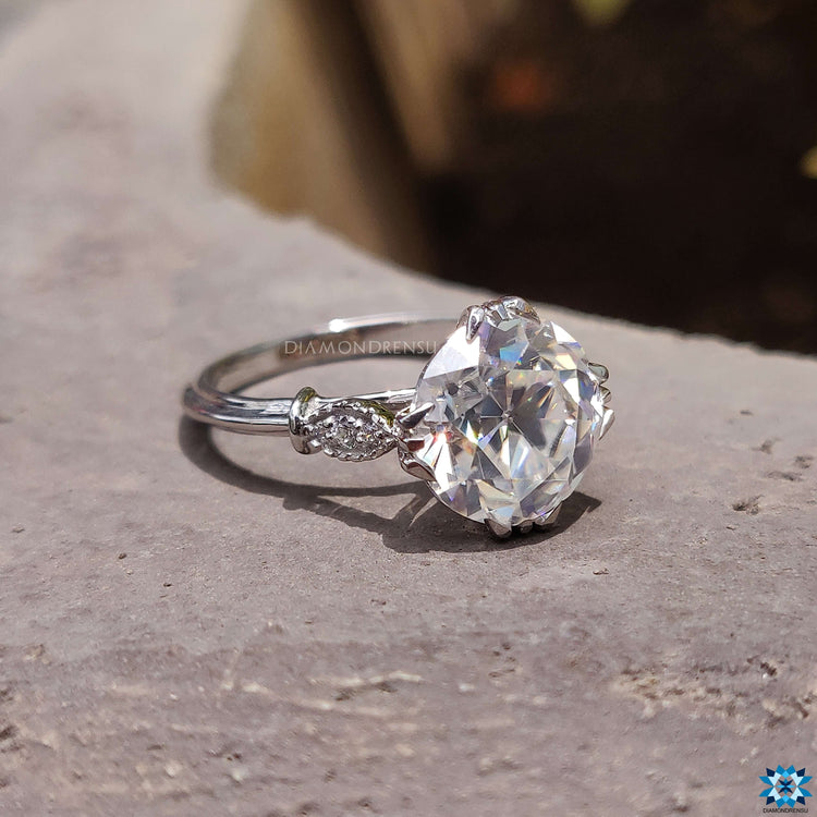 Vintage Moissanite Ring with Milgrain Detailing.