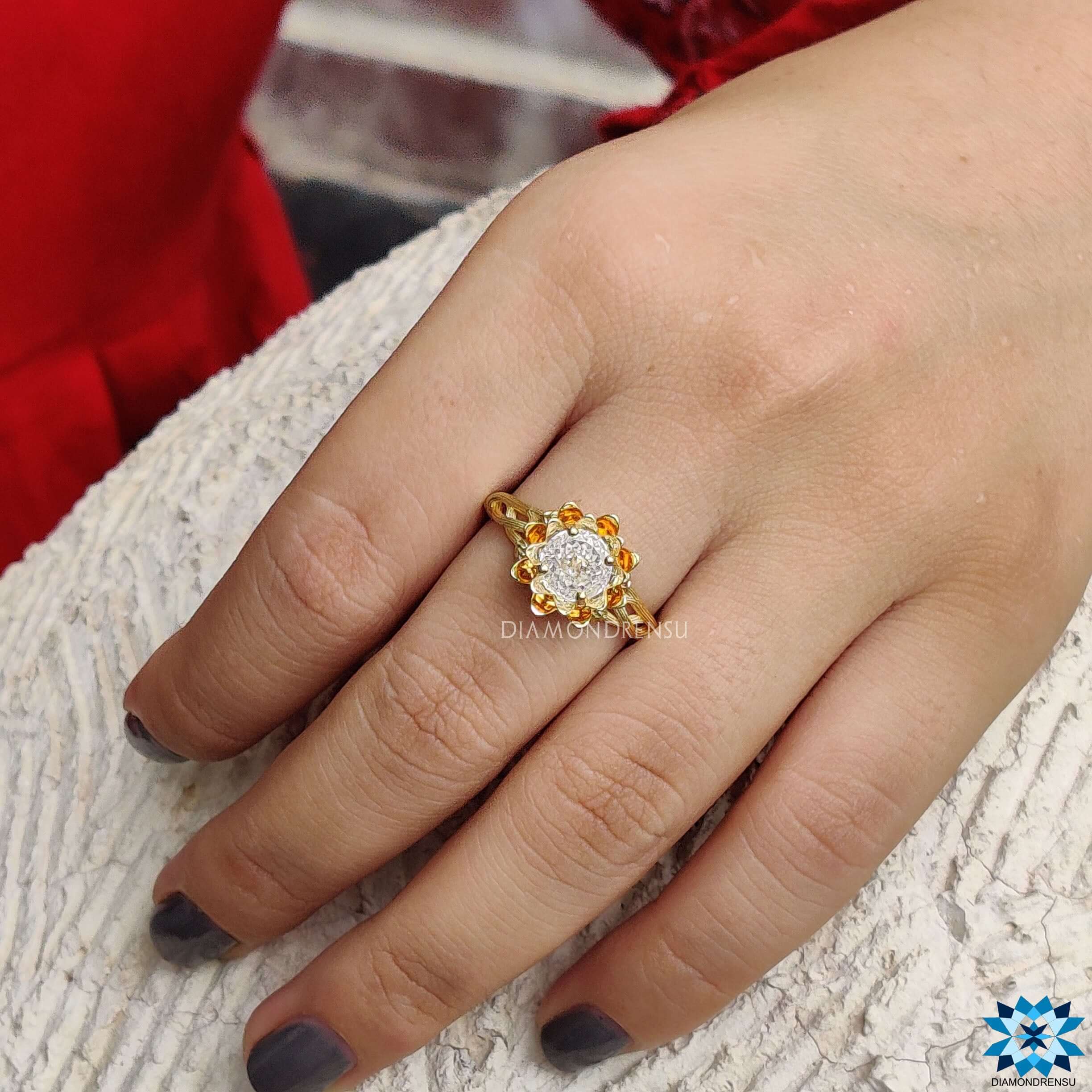 Sparkling moissanite for engagement ring, a perfect diamond alternative.