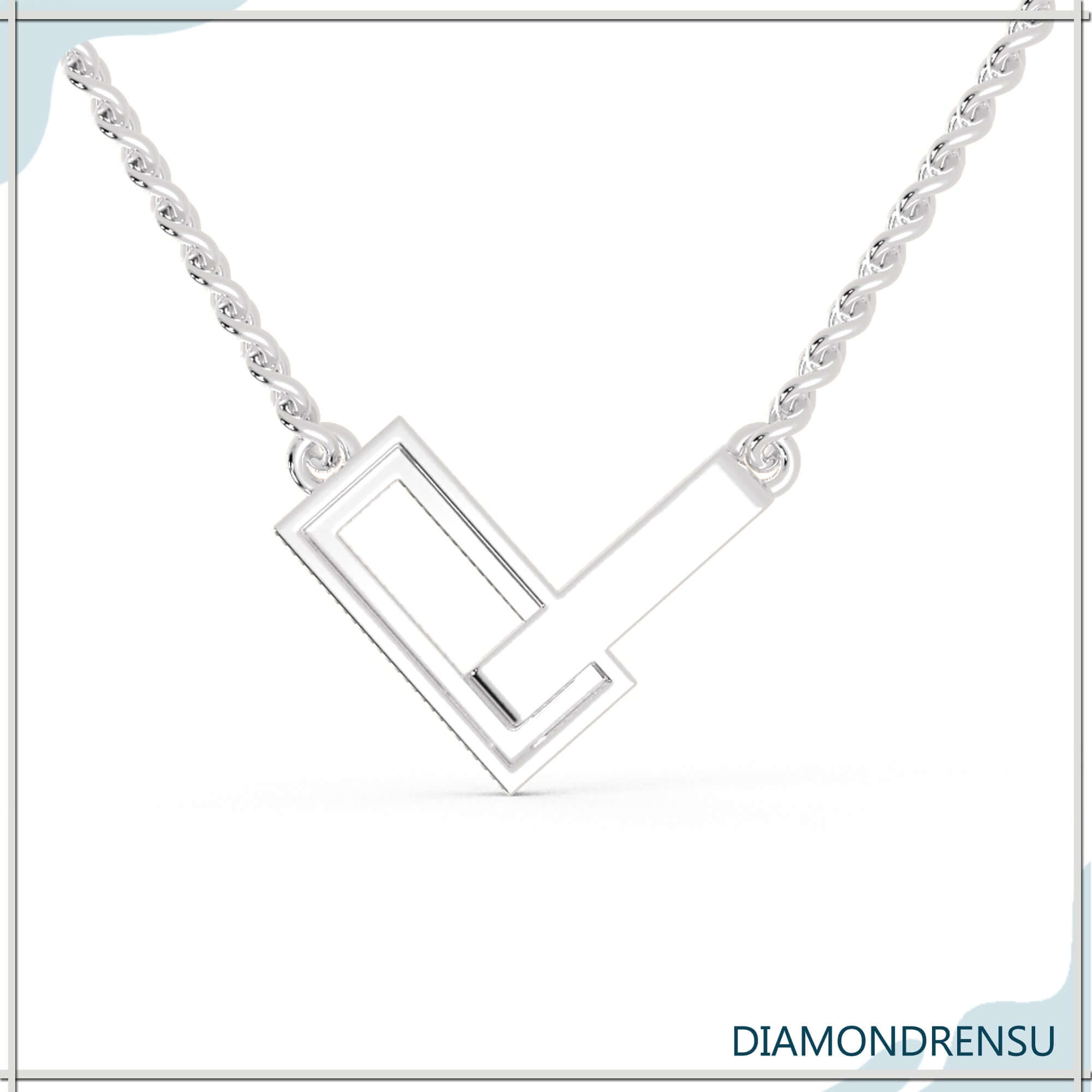 Elegant UK diamond pendant in rose gold V outline.
