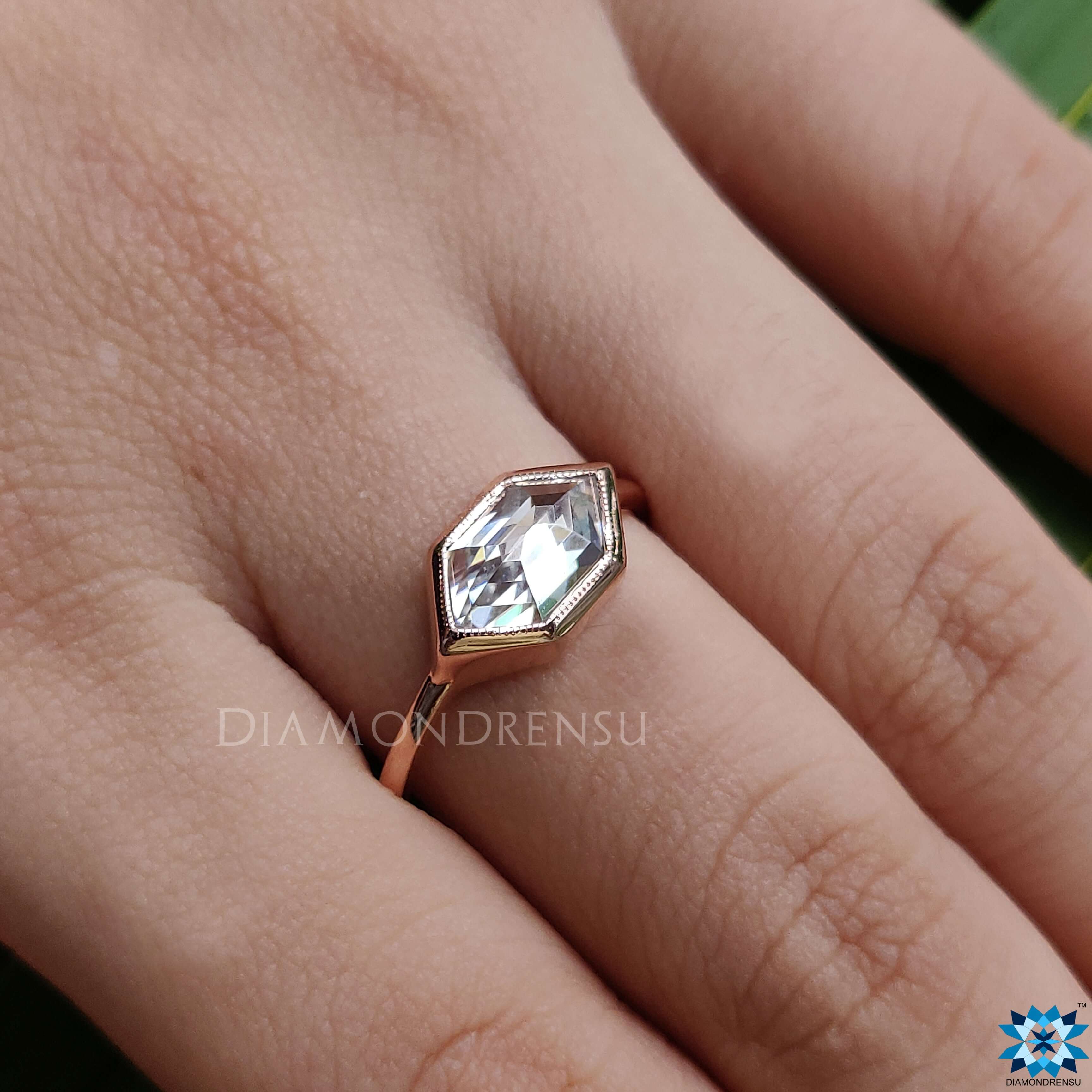 Bezel ring buy moissanite ring rose gold ring