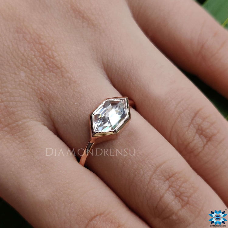 Bezel ring buy moissanite ring rose gold ring