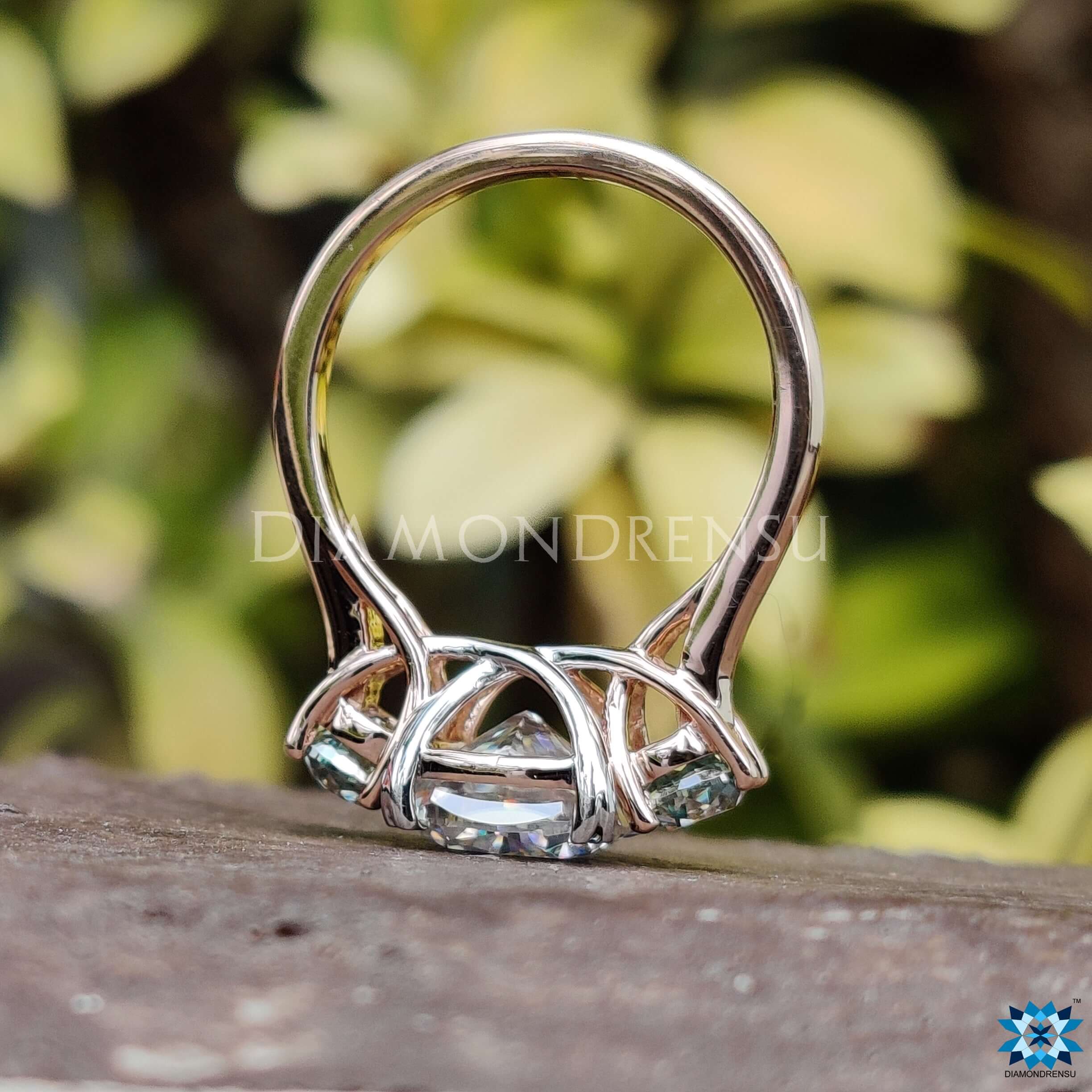 Two Tone Engagement Ring custom ring moissanite for engagement ring uk engagement ring 2 Round Cut Moissanite