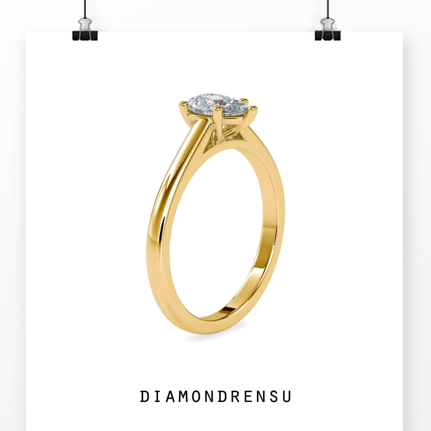 Solitaire engagement ring with 5 round prong setting.