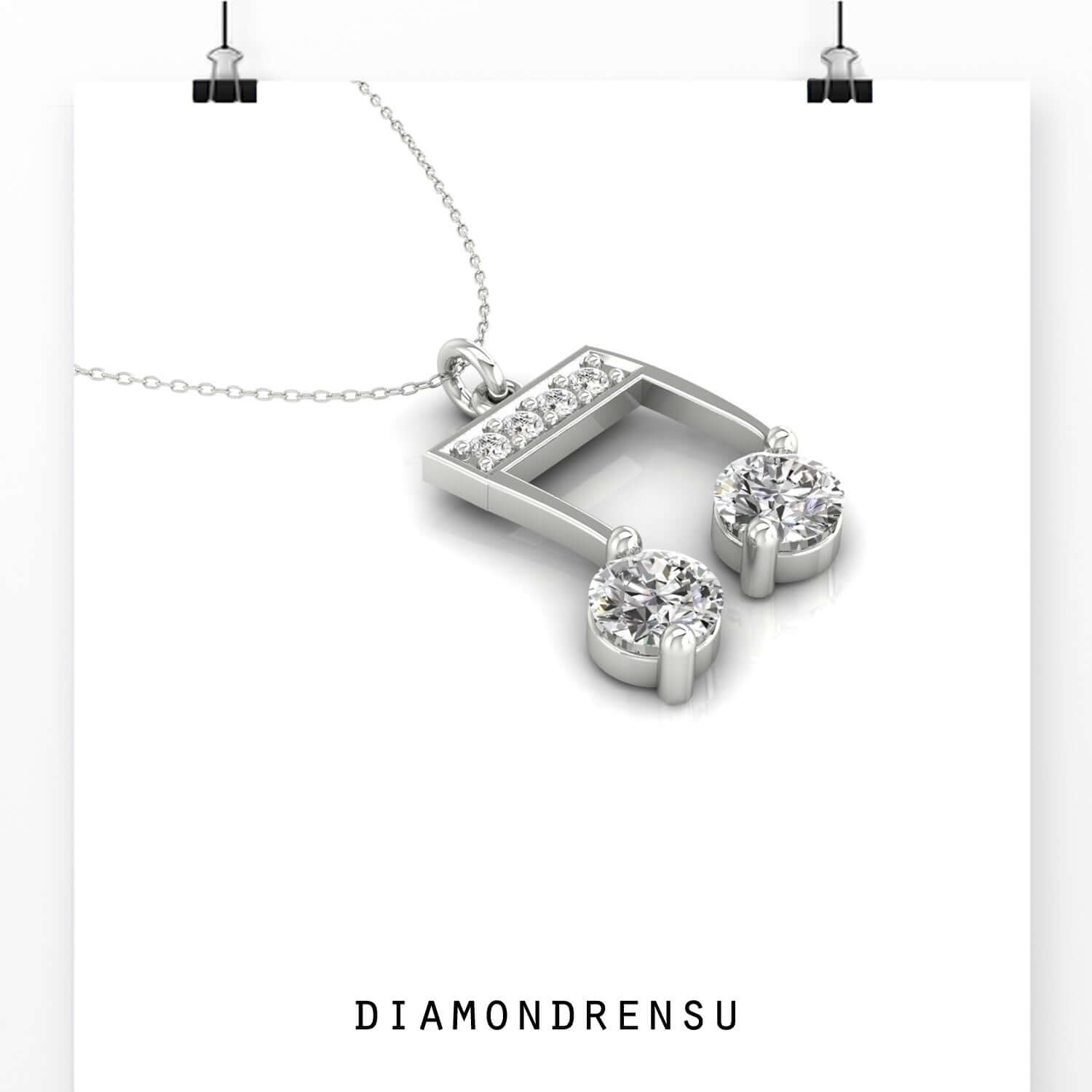 Diamondrensu UK pendant in musical theme with lab diamond.