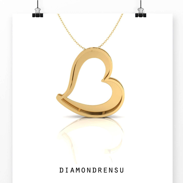 White gold pendant with heart-shaped diamond design.