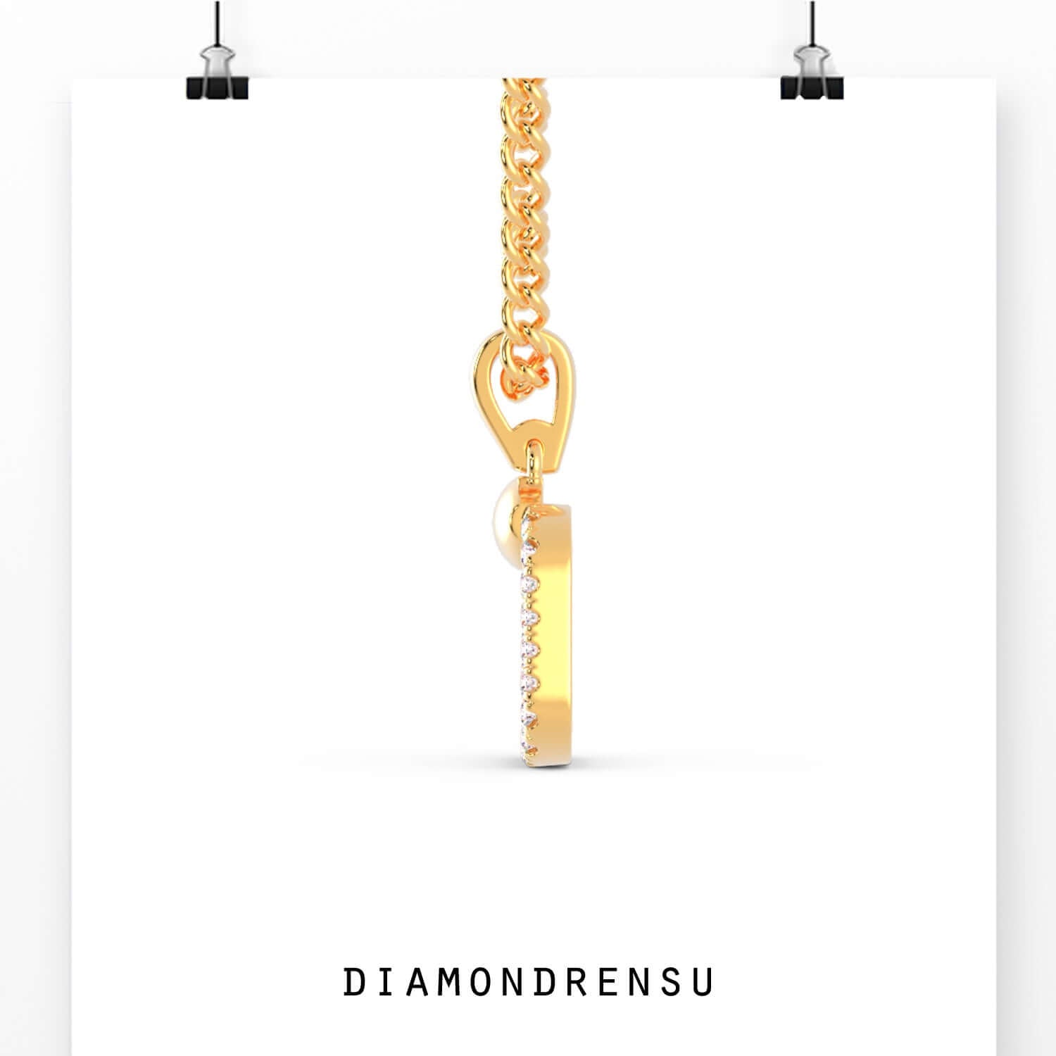 Elegant round diamond pendant with cushion outline by Diamondrensu UK.