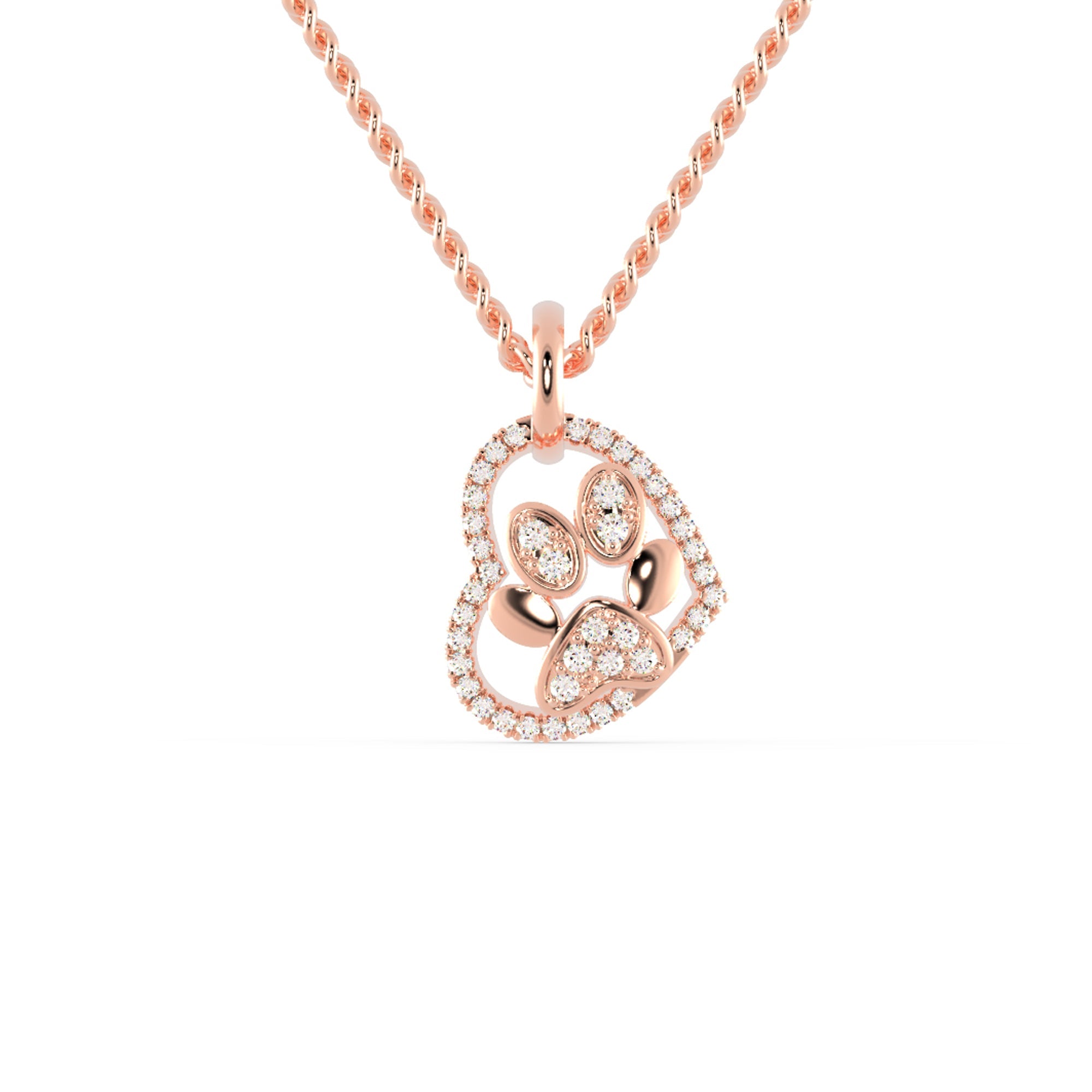 Yellow gold pendant showcasing paw and heart combination.