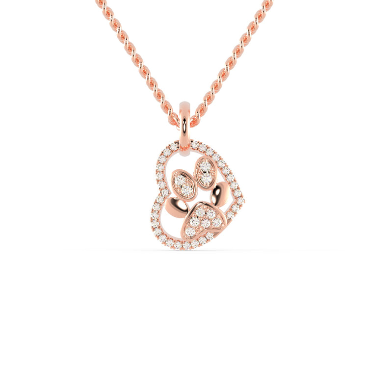 Yellow gold pendant showcasing paw and heart combination.