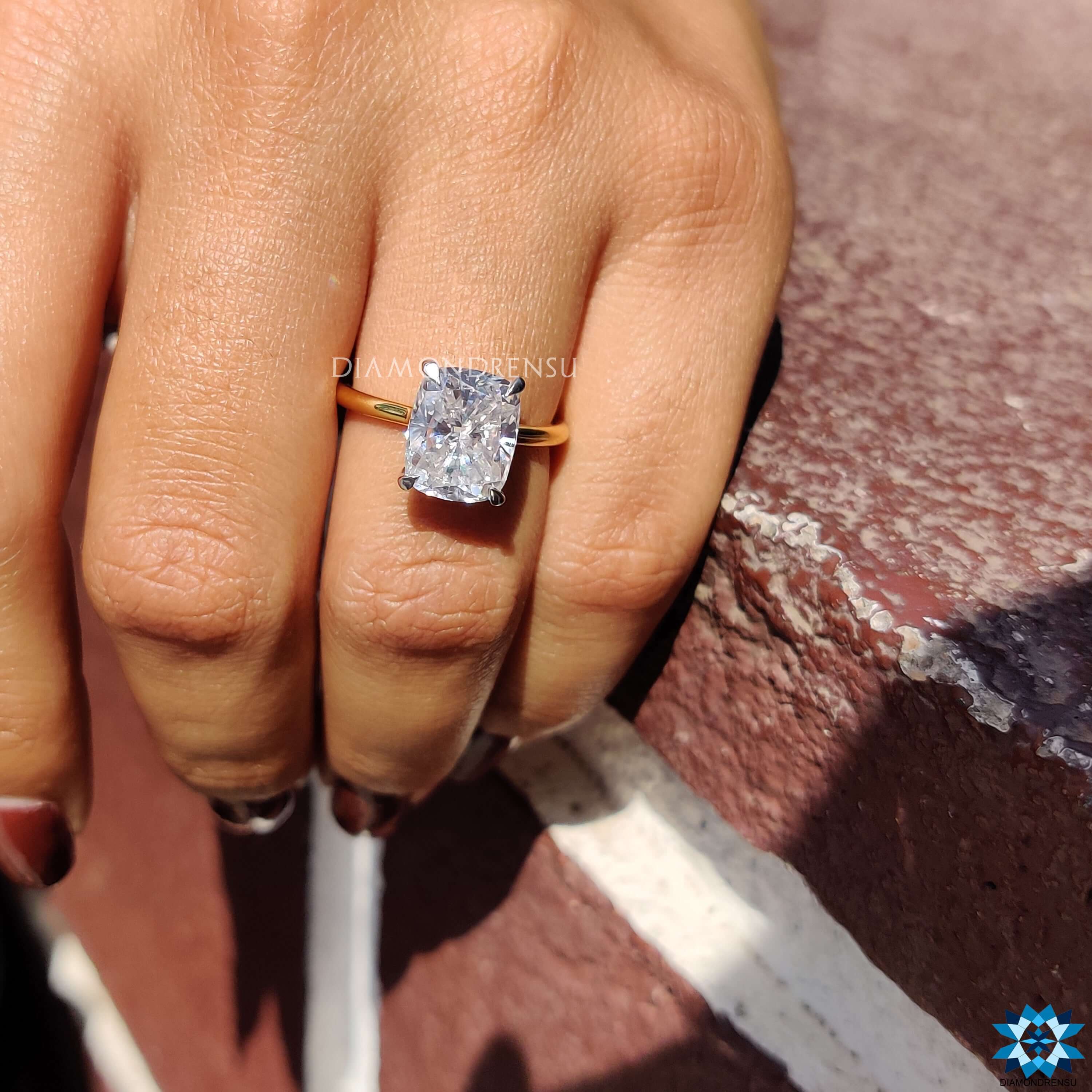 Two-tone yellow and white gold engagement ring.