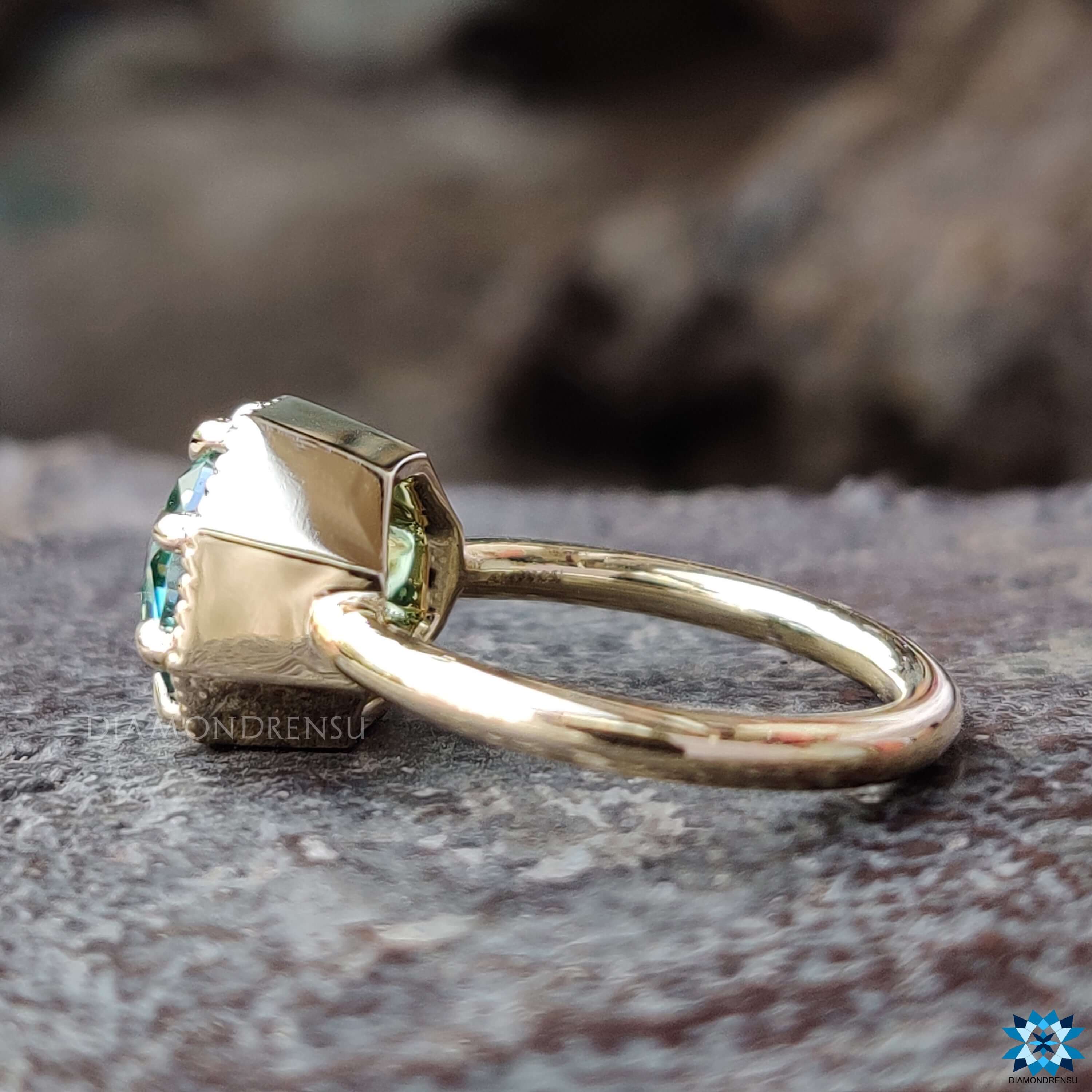 Handmade moissanite ring with prong setting.