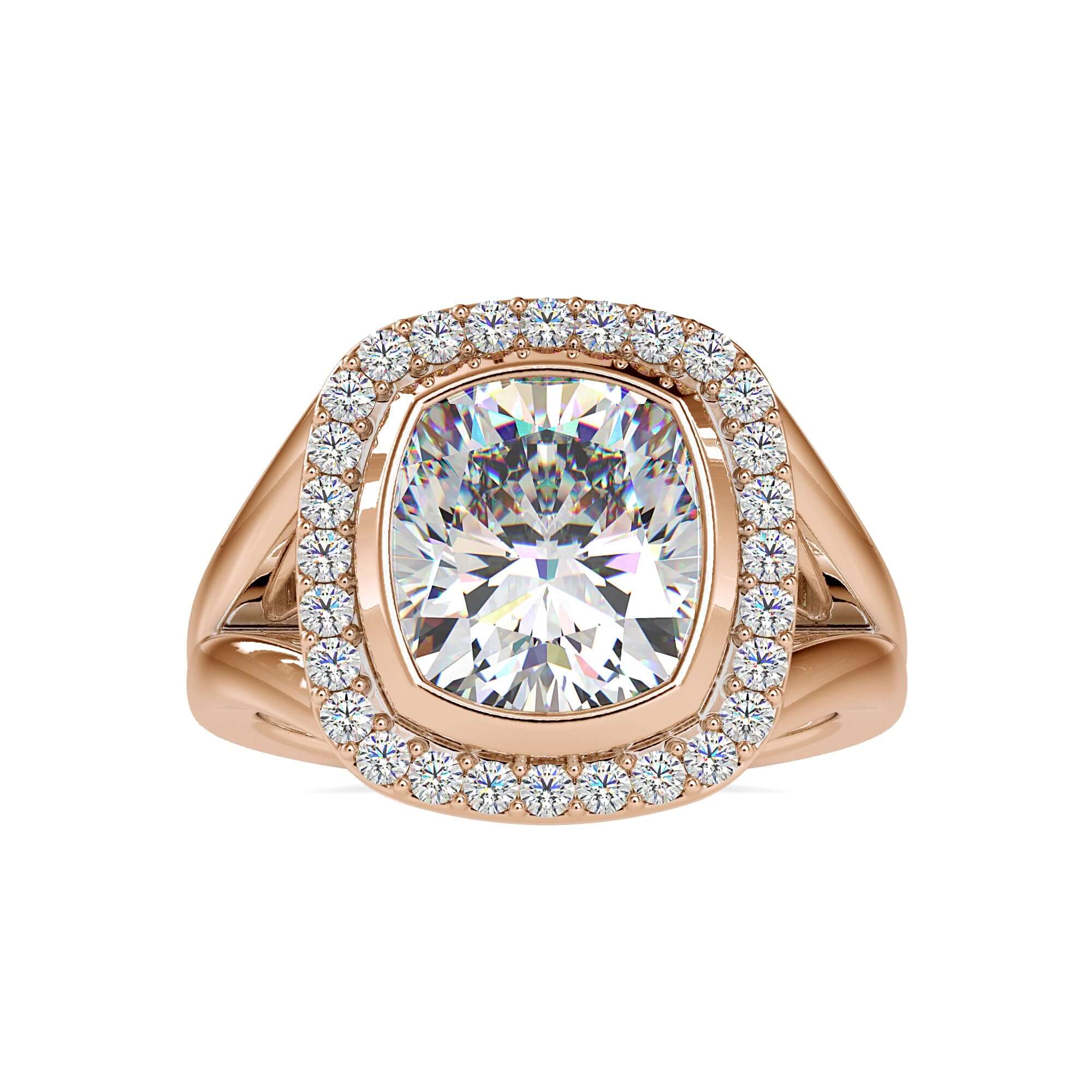UK engagement ring with cushion cut lab diamond centre.