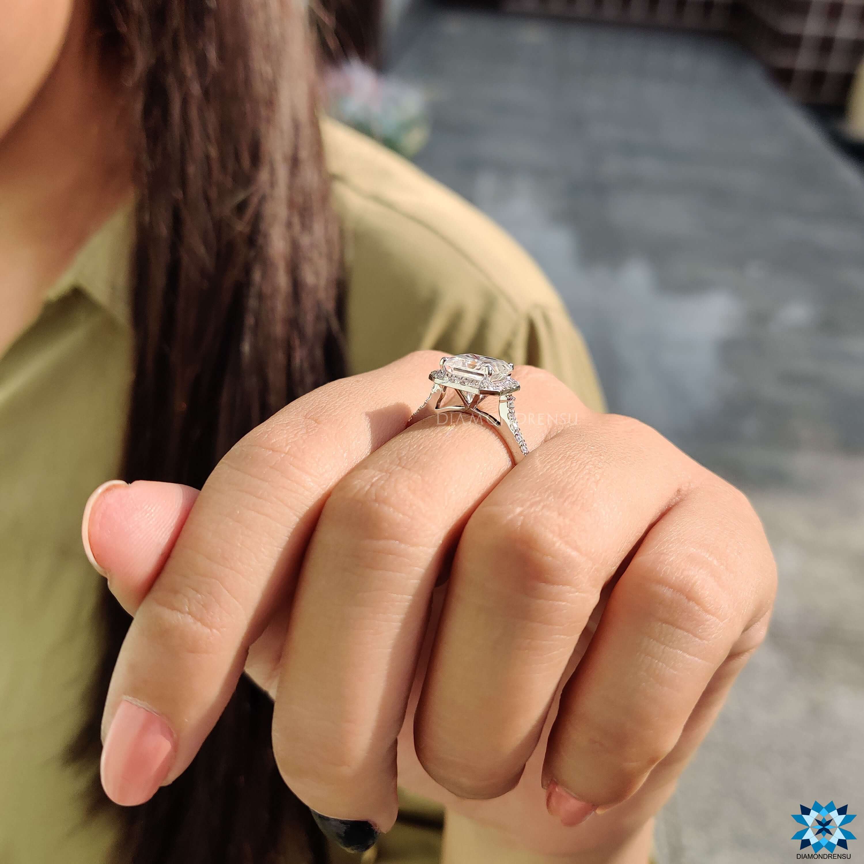 Handmade moissanite ring with prong setting.