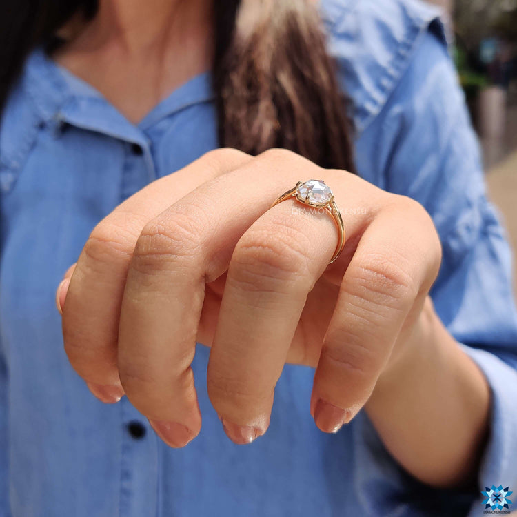 Custom engagement ring with cushion moissanite.