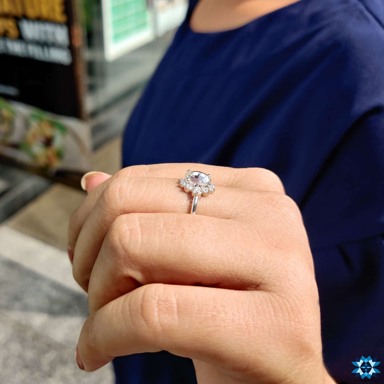 Buy moissanite ring with rose cut center stone.